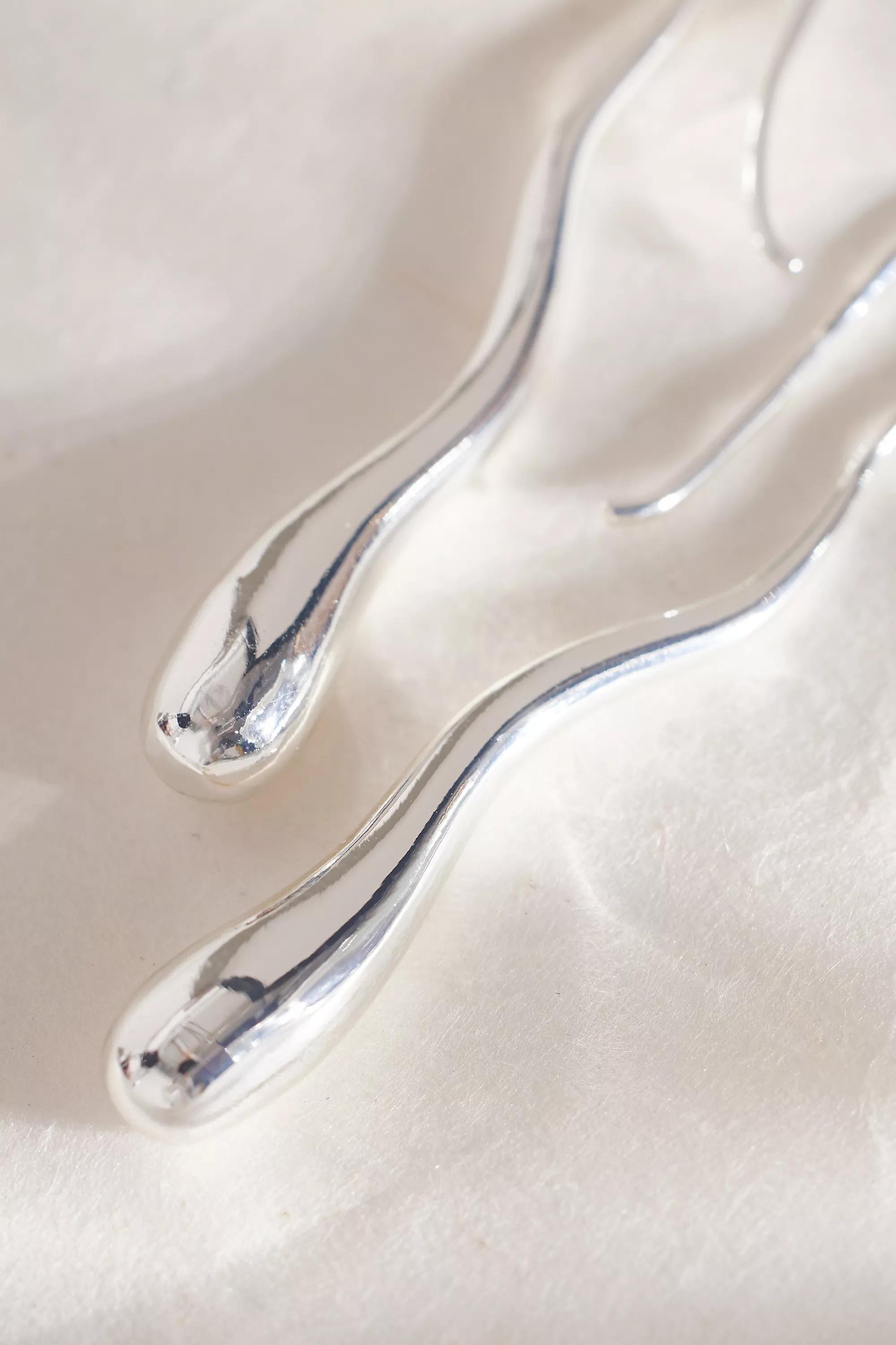 Slinky Teardrop Earrings, Silver, A501_0007, large image number 3