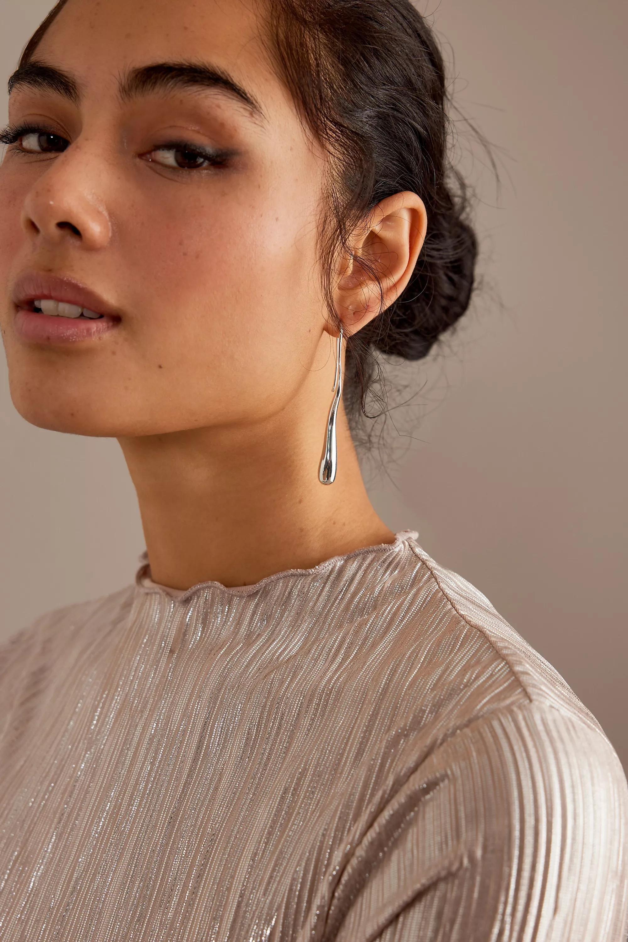 Slinky Teardrop Earrings, Silver, A501_0007, large image number 4