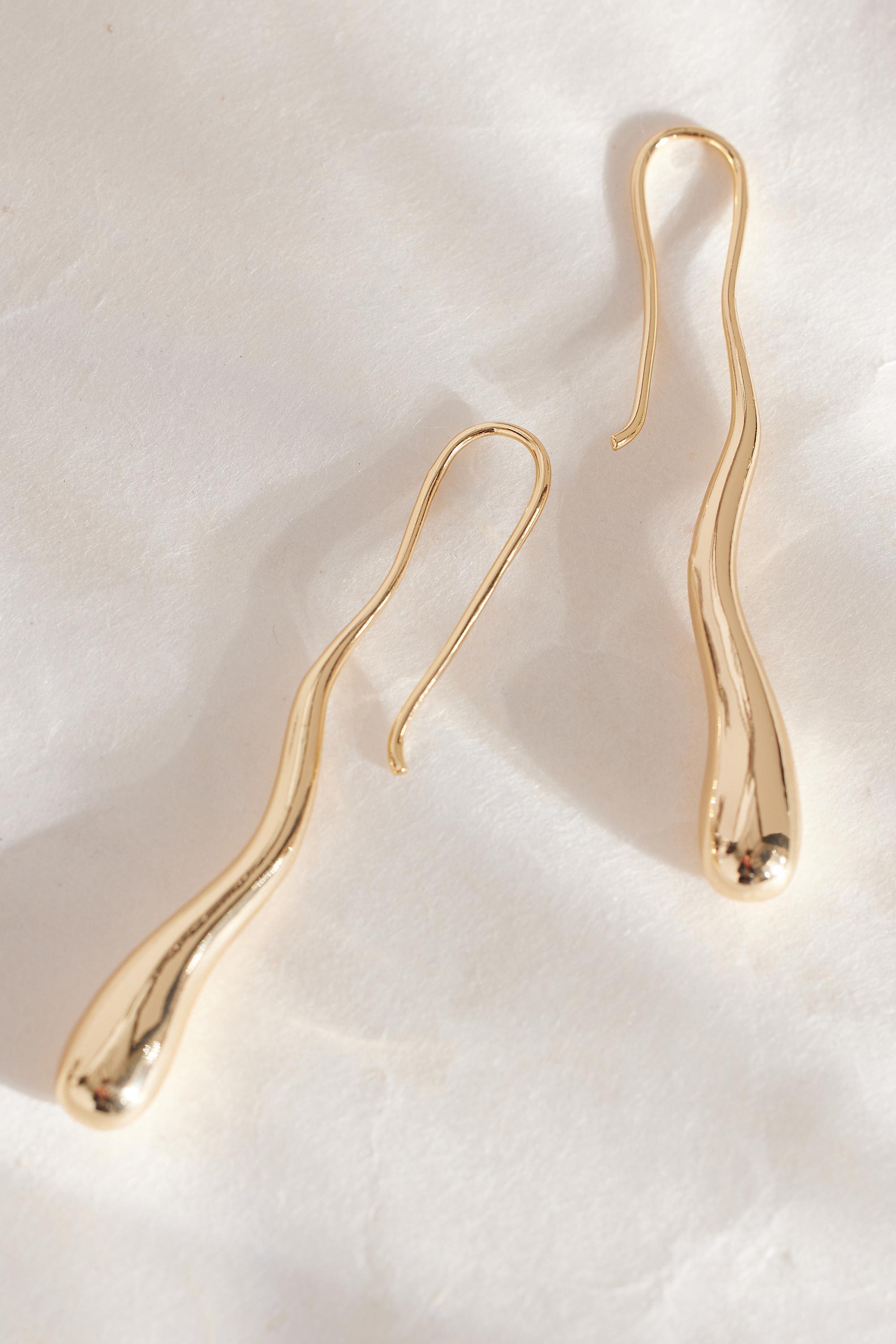 Slinky Teardrop Earrings, Gold, A501_0070, large image number 0
