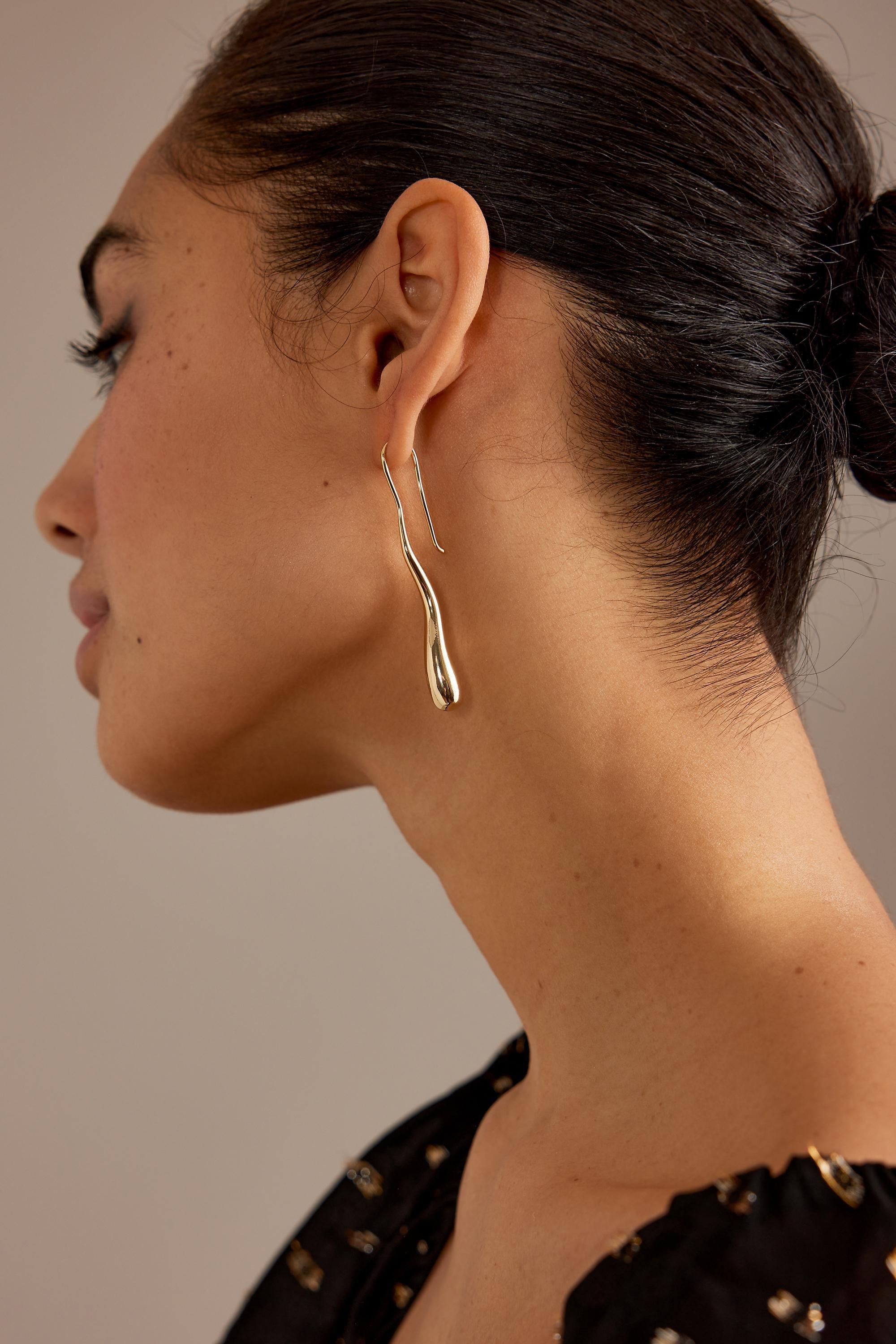 Slinky Teardrop Earrings, Gold, A501_0070, large image number 1