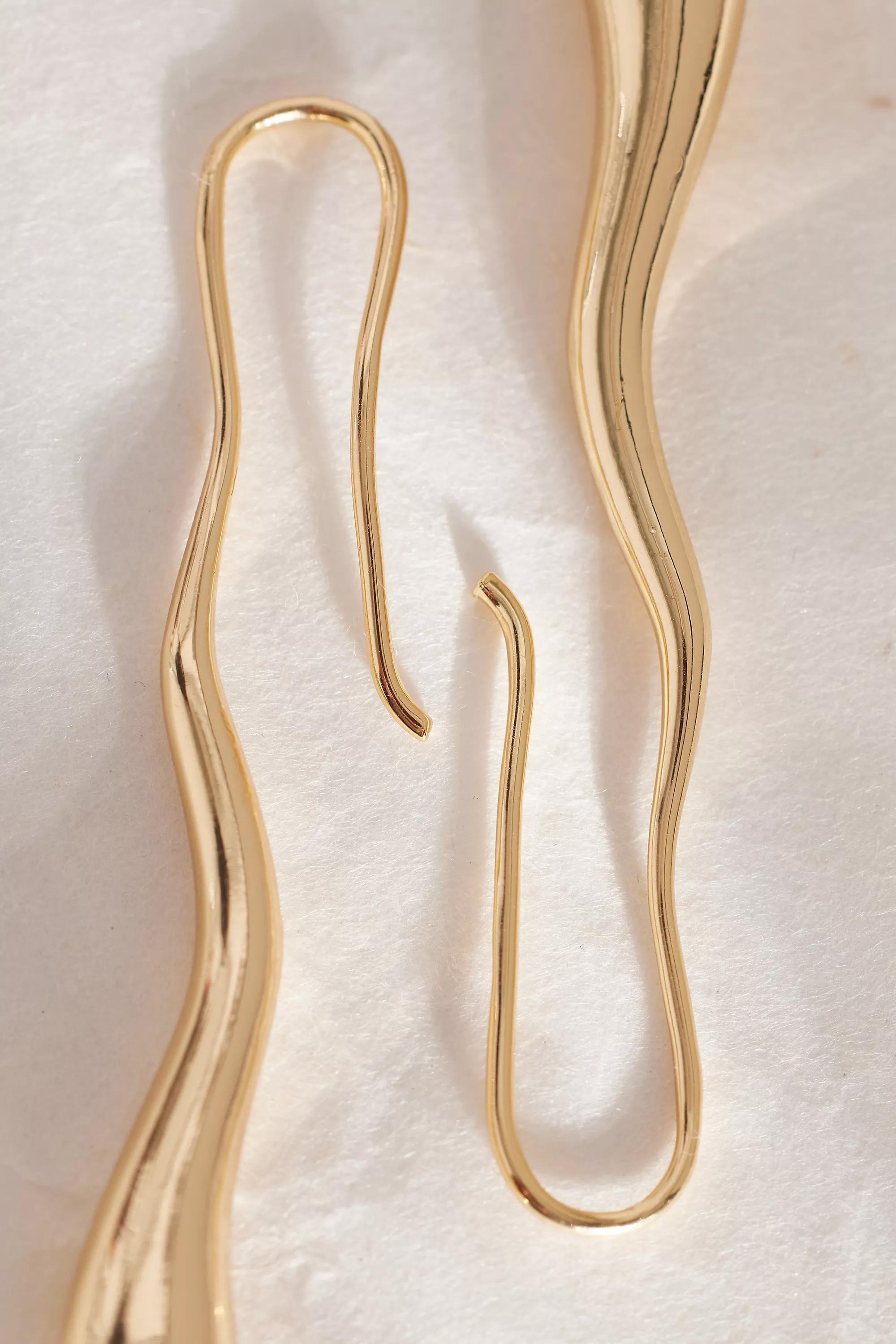 Slinky Teardrop Earrings, Gold, A501_0070, large image number 2
