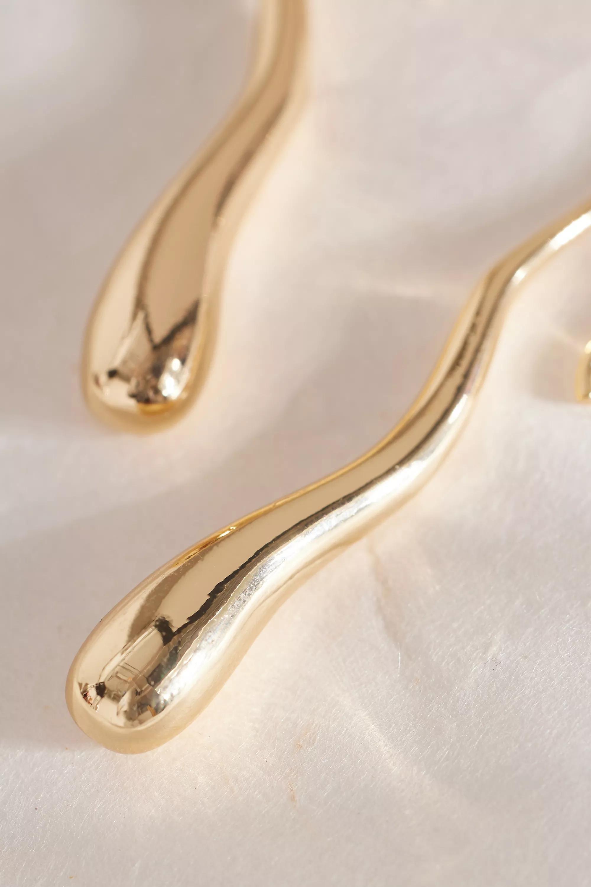 Slinky Teardrop Earrings, Gold, A501_0070, large image number 3