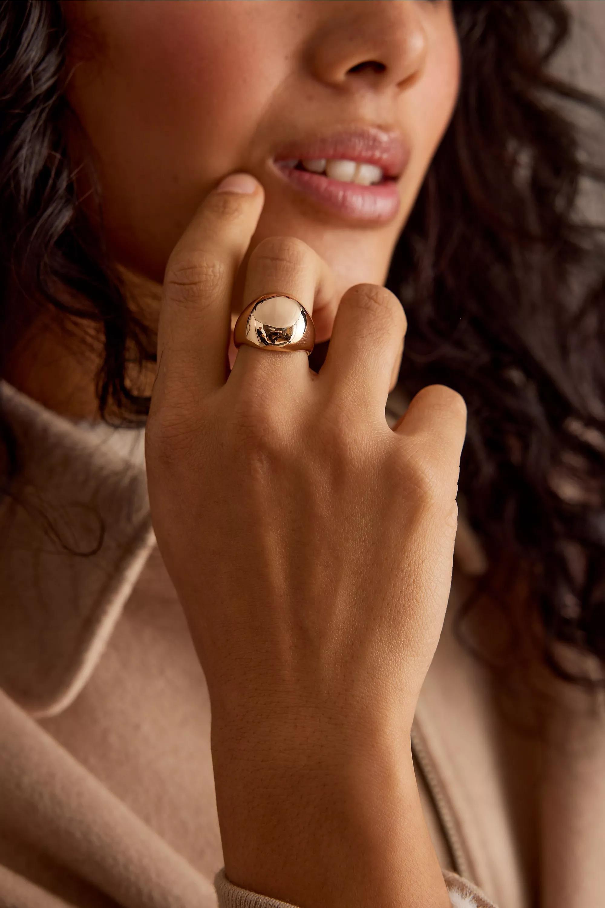 Anthropologie - Chunky Dome Adjustable Ring, Gold-Plated