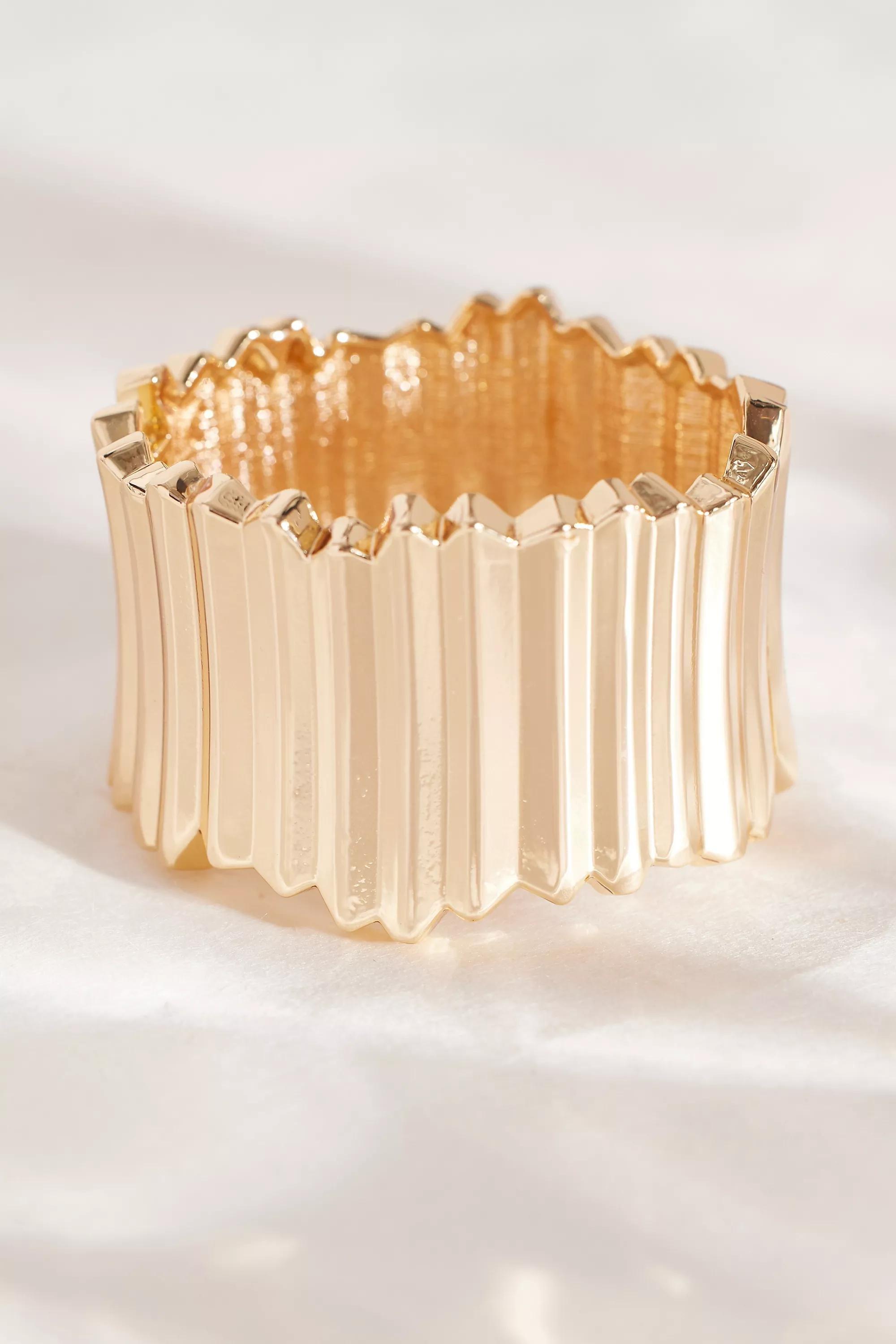 Ridged Cuff Bracelet, Gold-Plated, A501_0070, large image number 2