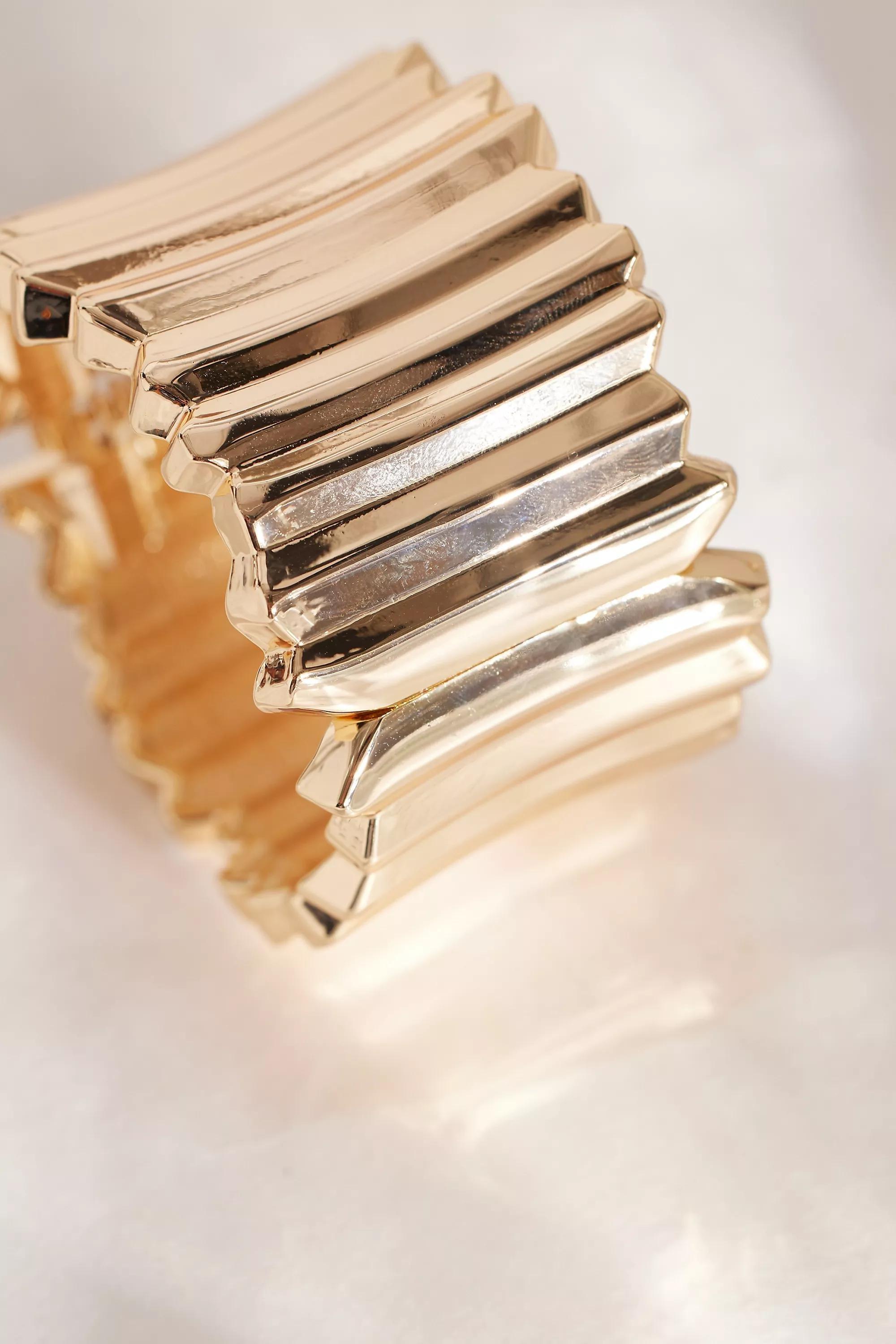 Ridged Cuff Bracelet, Gold-Plated, A501_0070, large image number 3