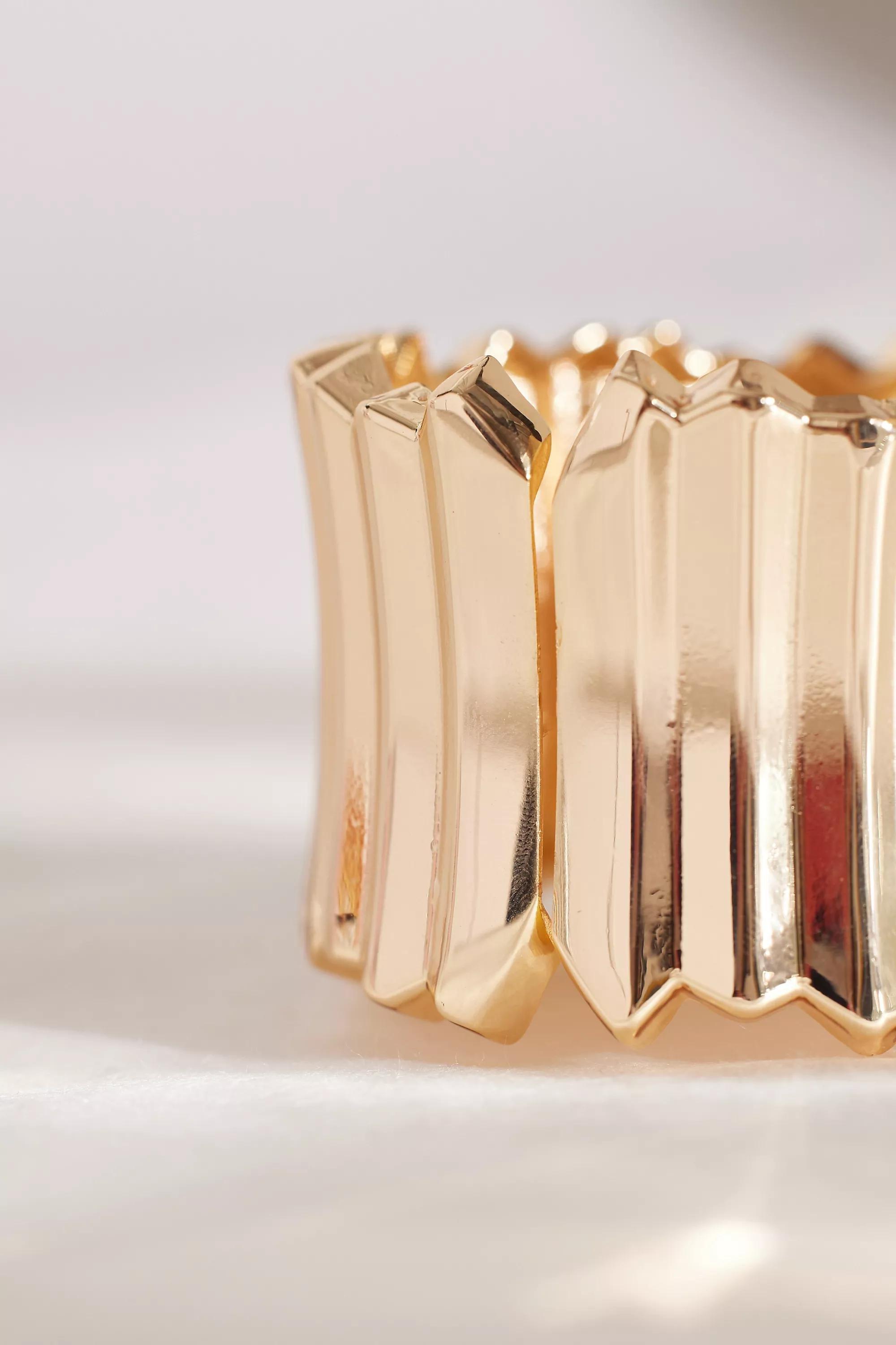 Ridged Cuff Bracelet, Gold-Plated, A501_0070, large image number 4