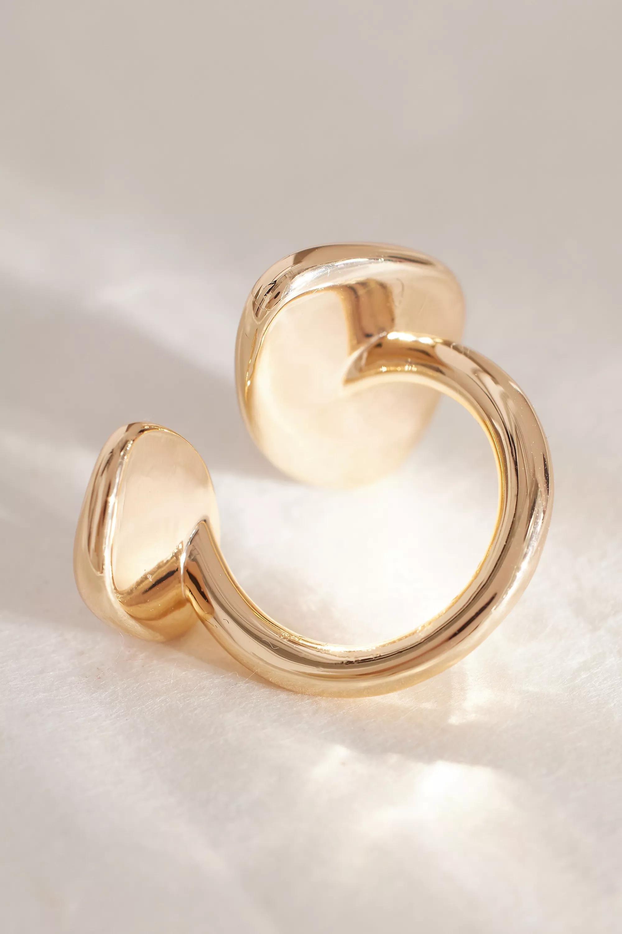 Oversized Double-Pebble Adjustable Ring, Gold, A501_0070, large image number 2