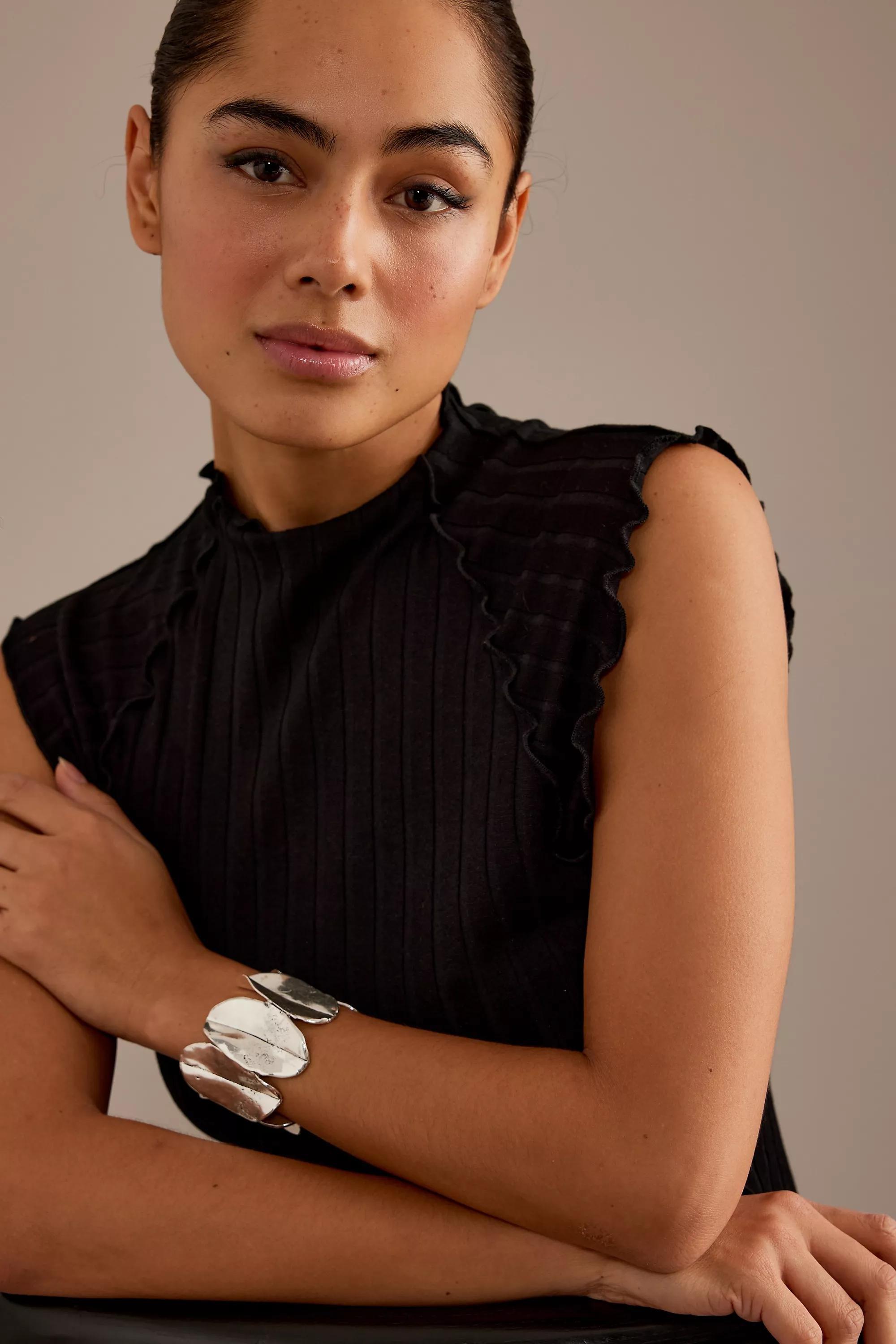 Chunky Cuff Bracelet, Silver-Plated, A501_0007, large image number 1