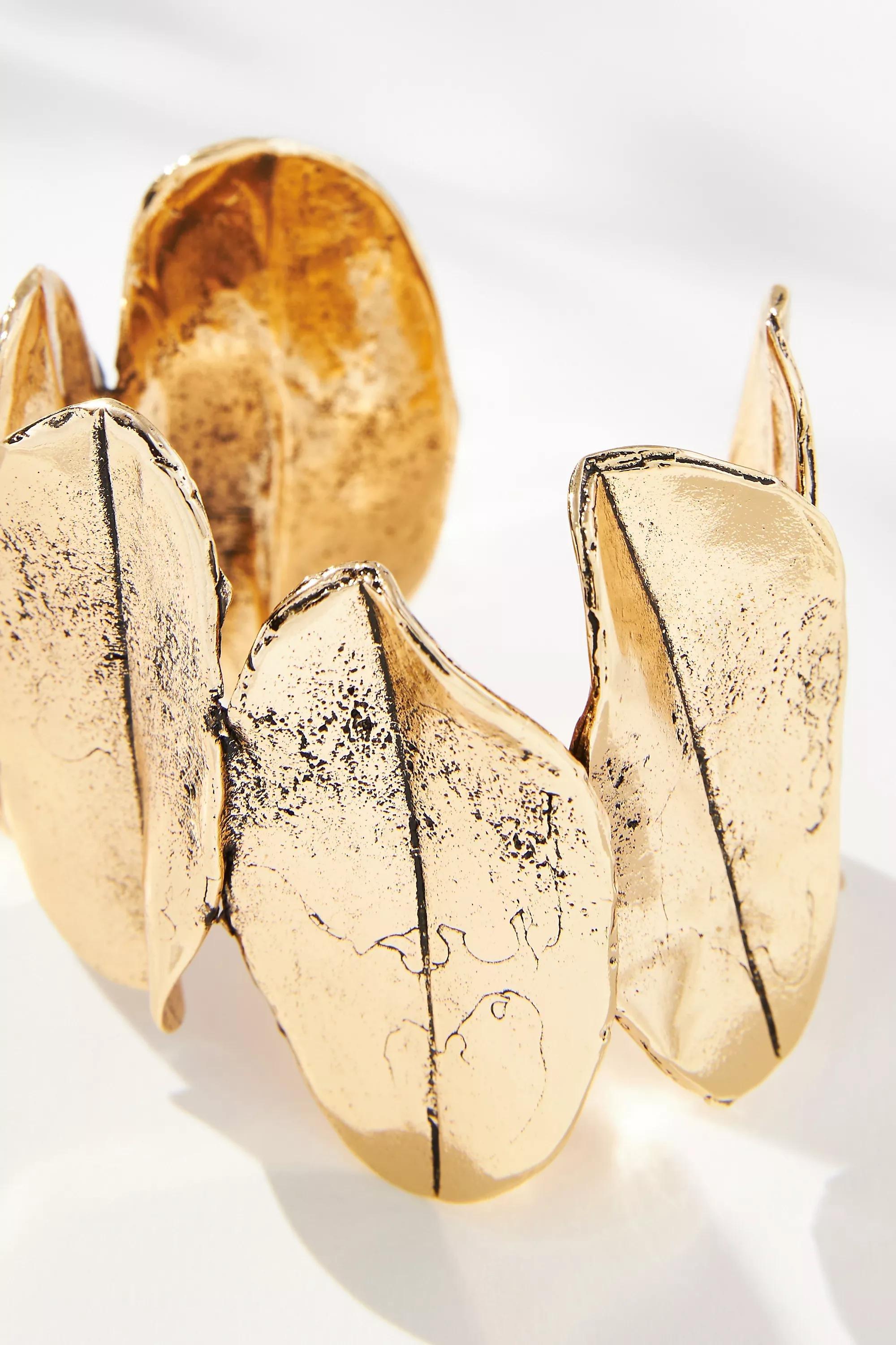 Chunky Cuff Bracelet, Gold, A501_0070, large image number 1