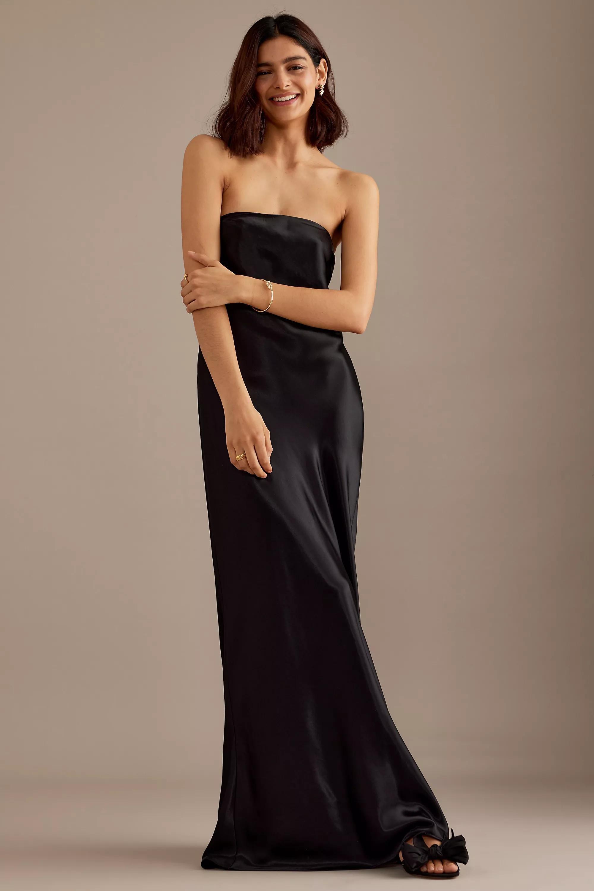 Anthropologie Strapless Maxi, Black, , medium