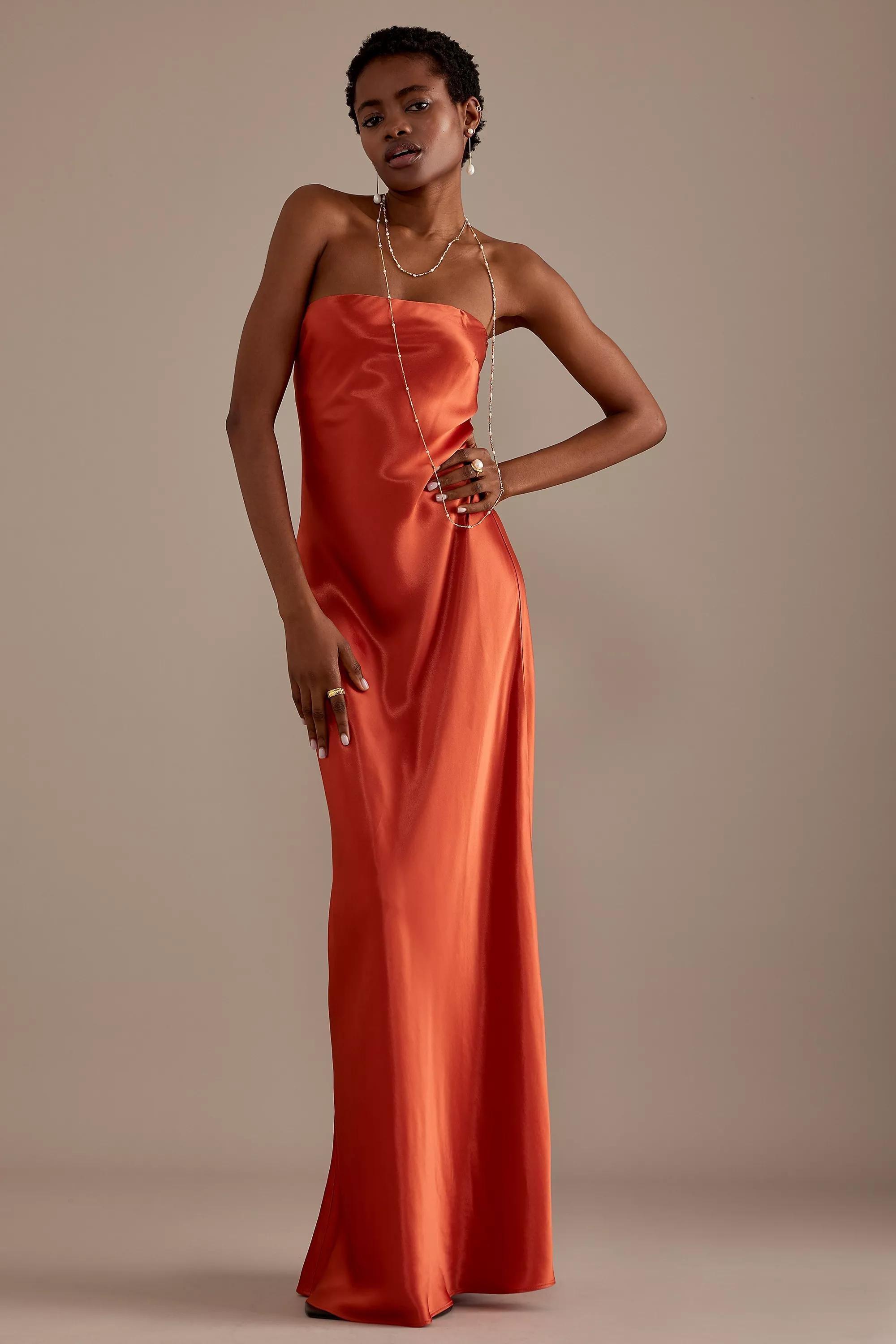 The Fleur Satin Maxi Slip Dress, Red, , large image number 0