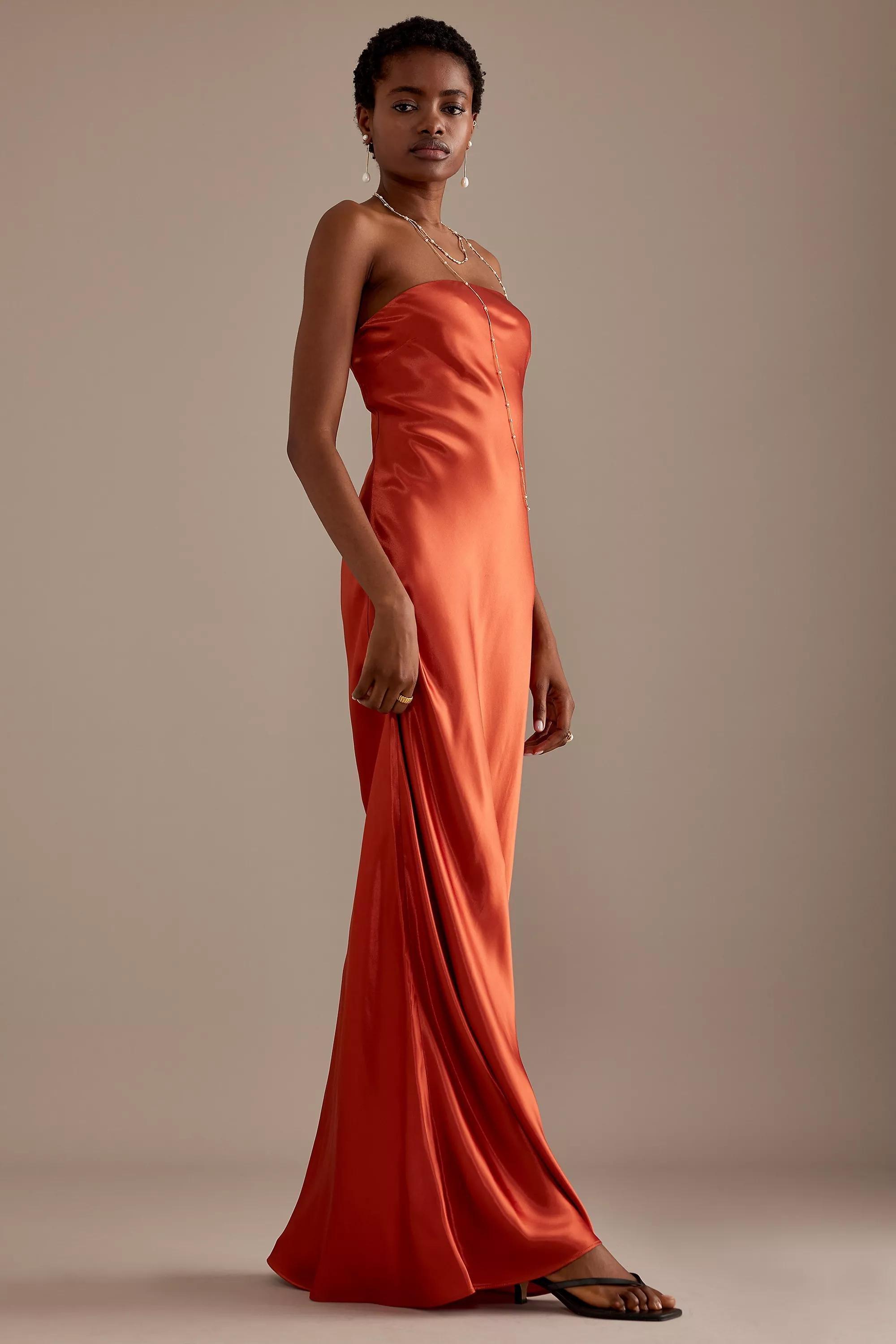 The Fleur Satin Maxi Slip Dress, Red, , large image number 2