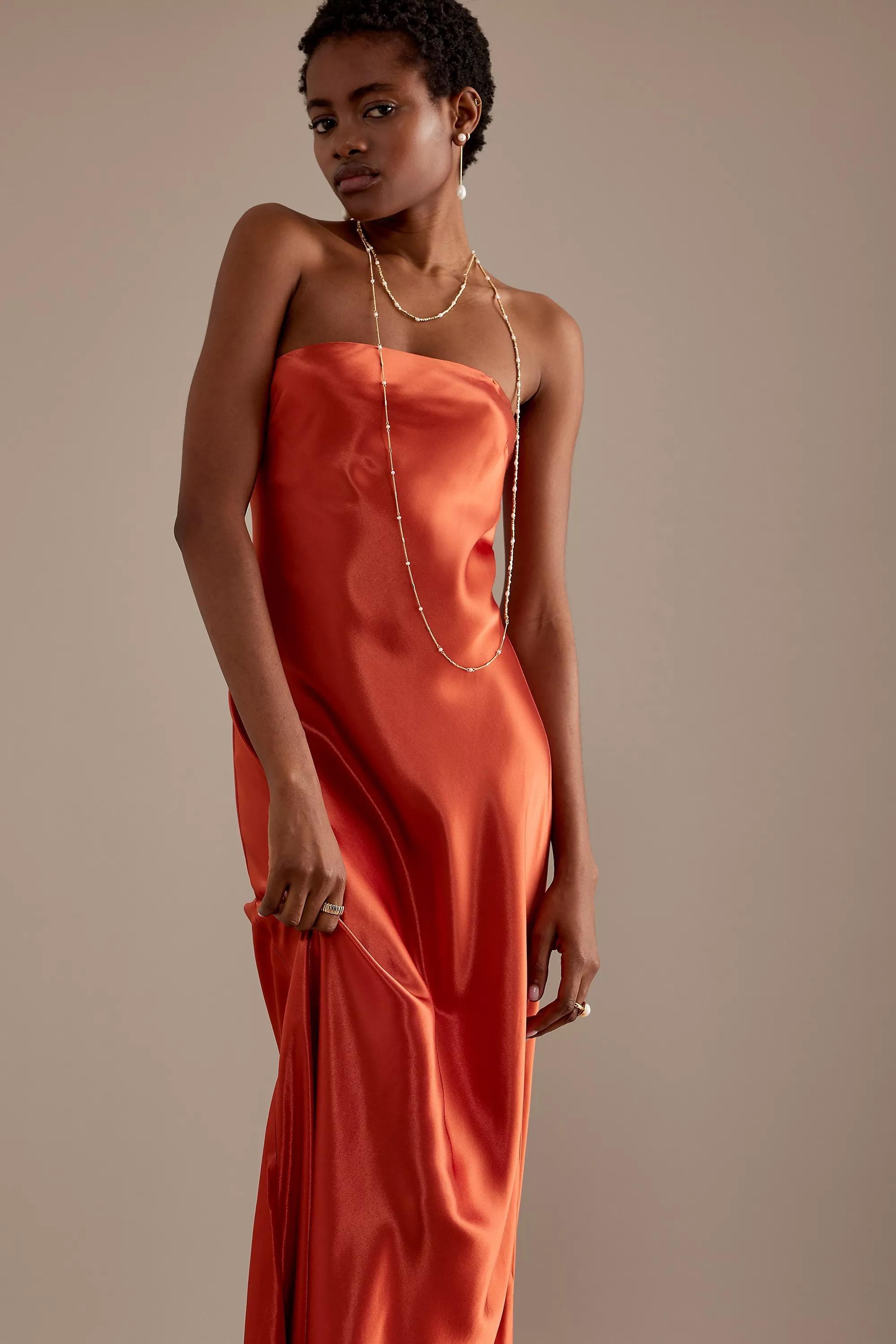 The Fleur Satin Maxi Slip Dress, Red, , large image number 3