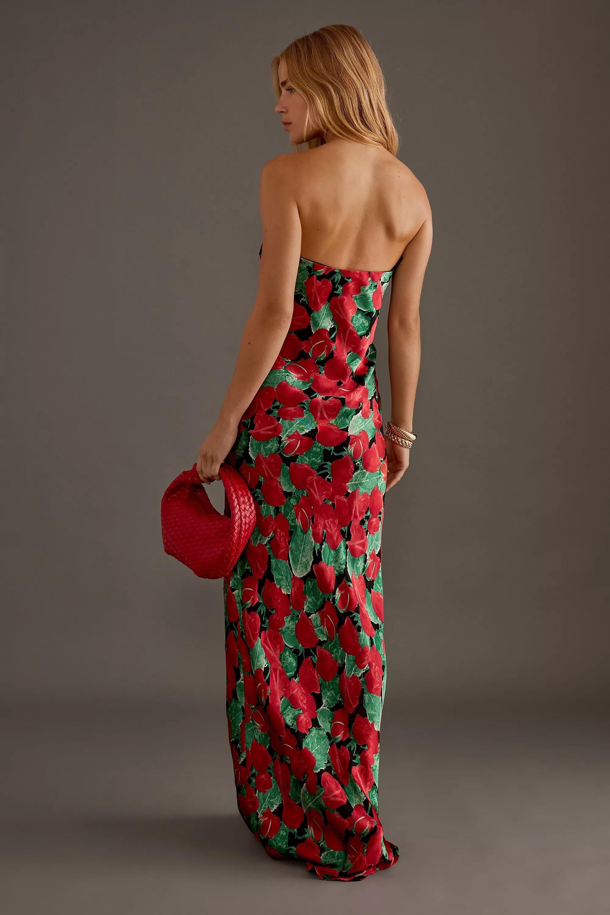 Anthropologie Floral Strapless Maxi, Red, , large image number 3