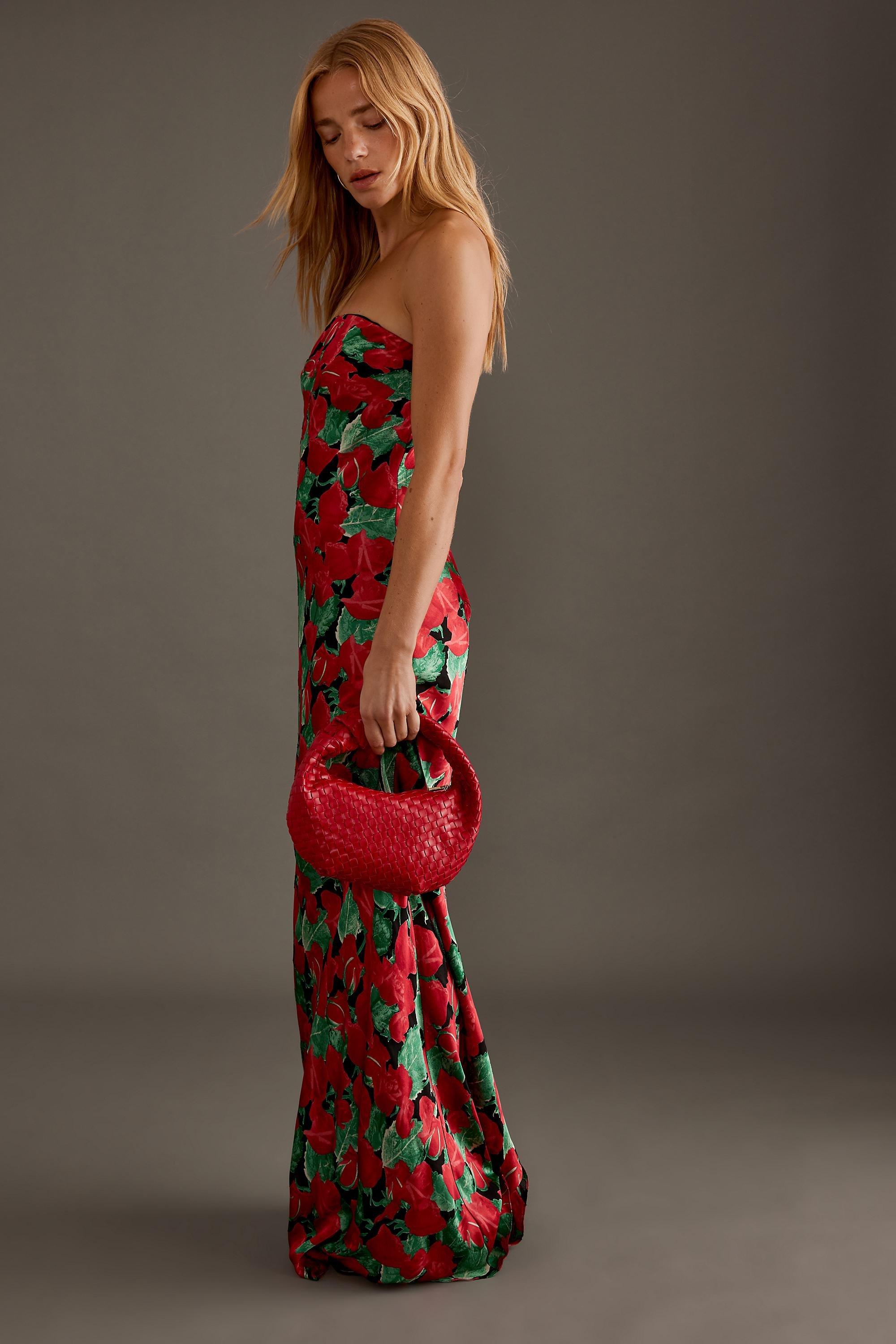 Anthropologie Floral Strapless Maxi, Red, , large image number 5