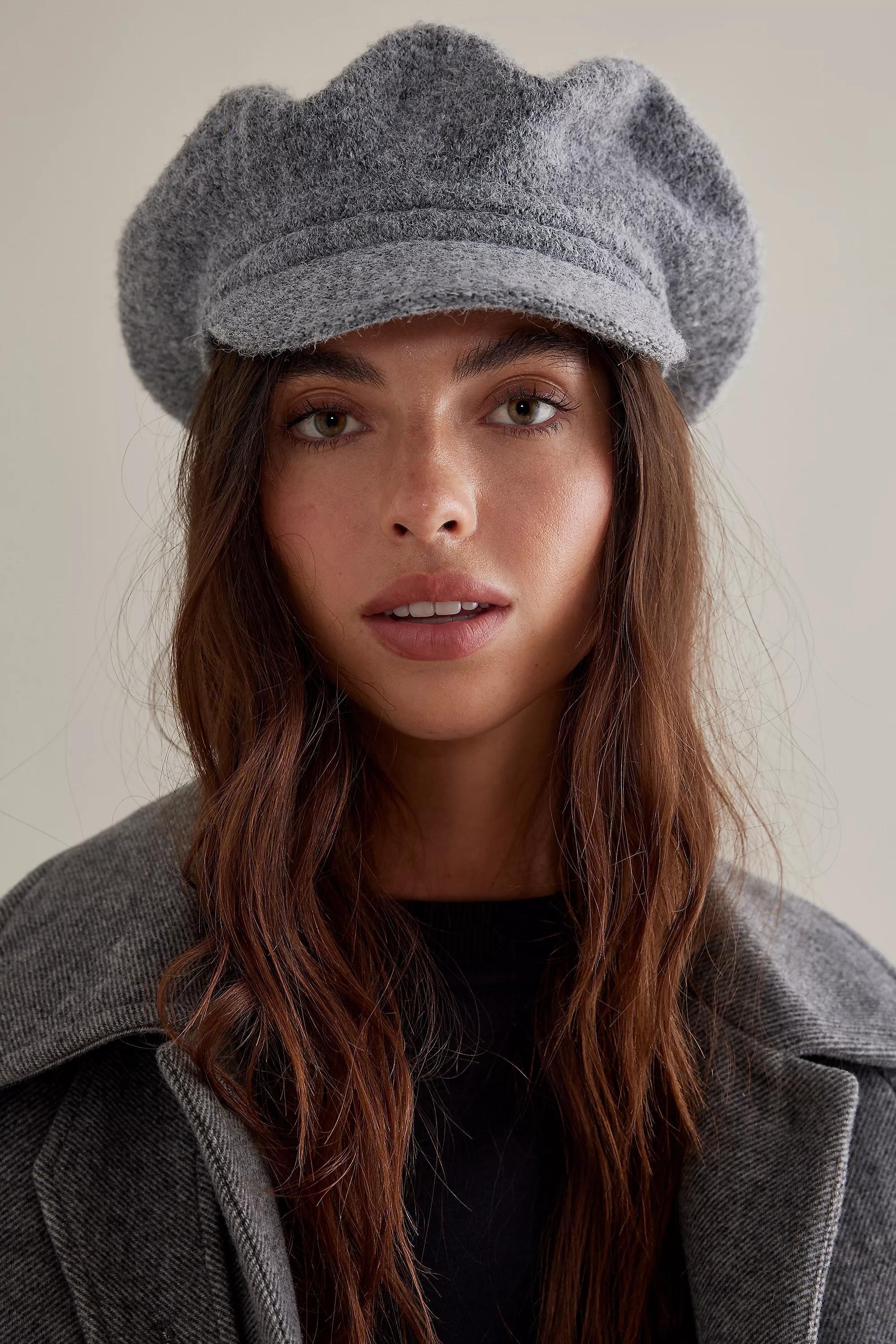 Felt Baker Boy Hat, Grey, A501_0004, large image number 0