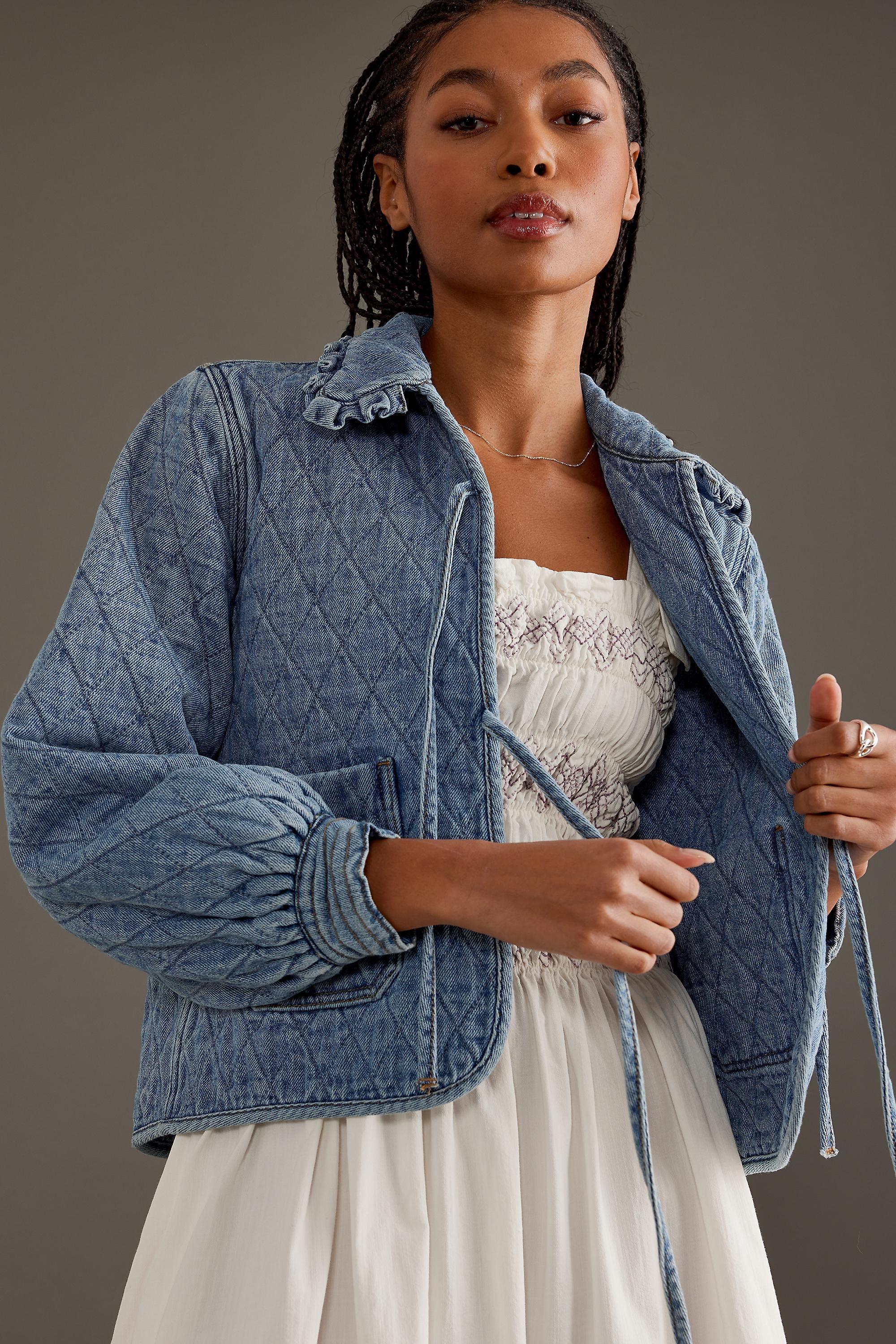 Anthropologie Textured Quilted Jacket, Blue, , large image number 1