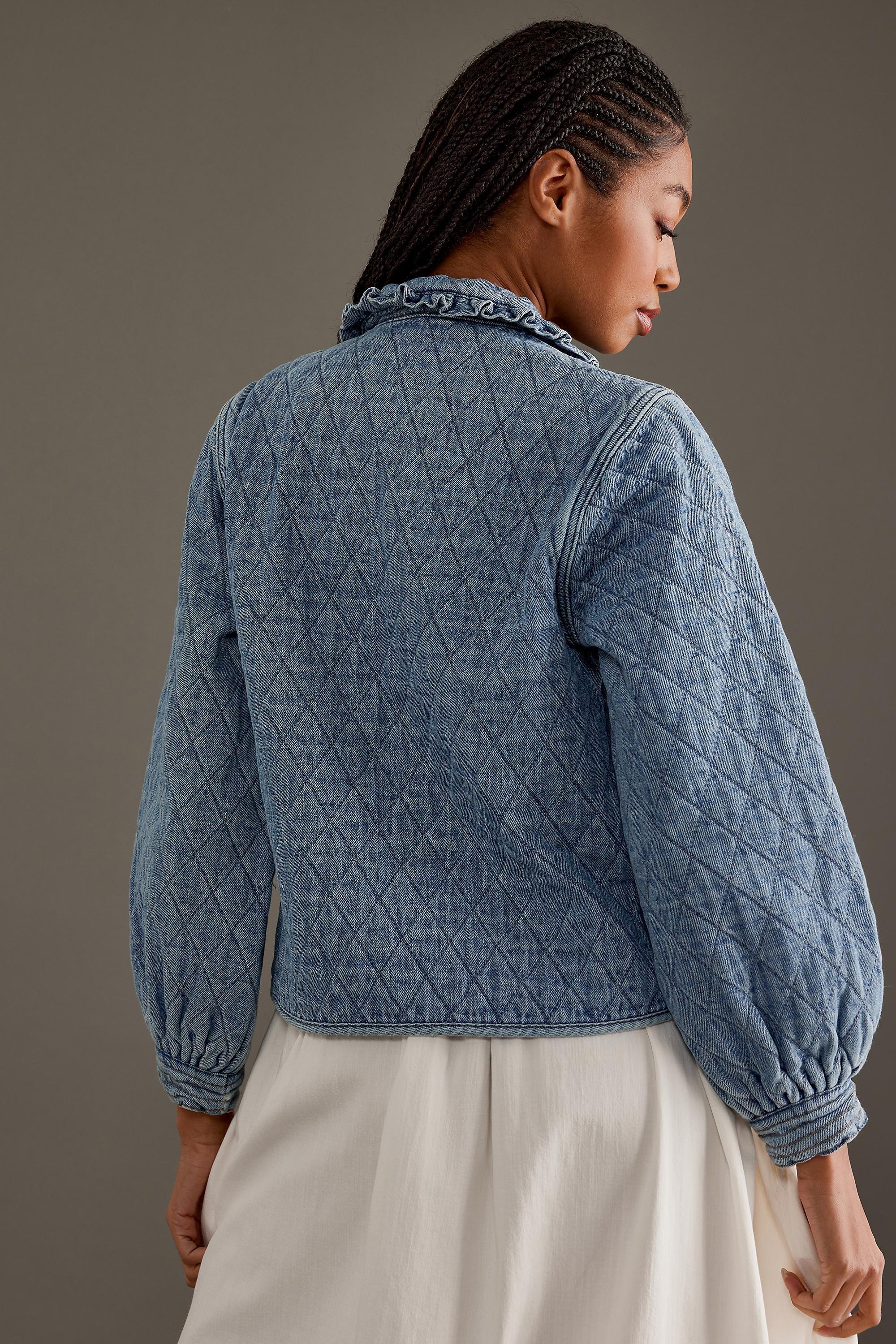 Anthropologie Textured Quilted Jacket, Blue, , large image number 3