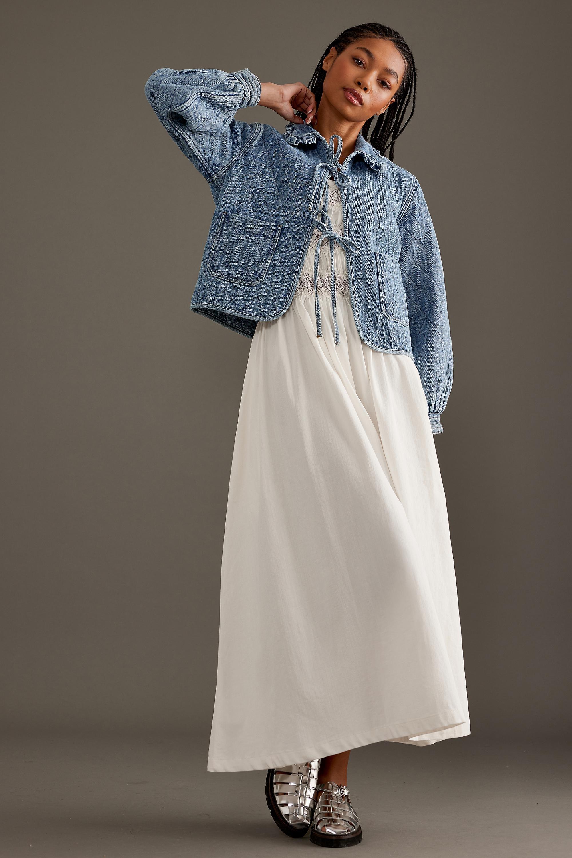 Anthropologie Textured Quilted Jacket, Blue, , large image number 4
