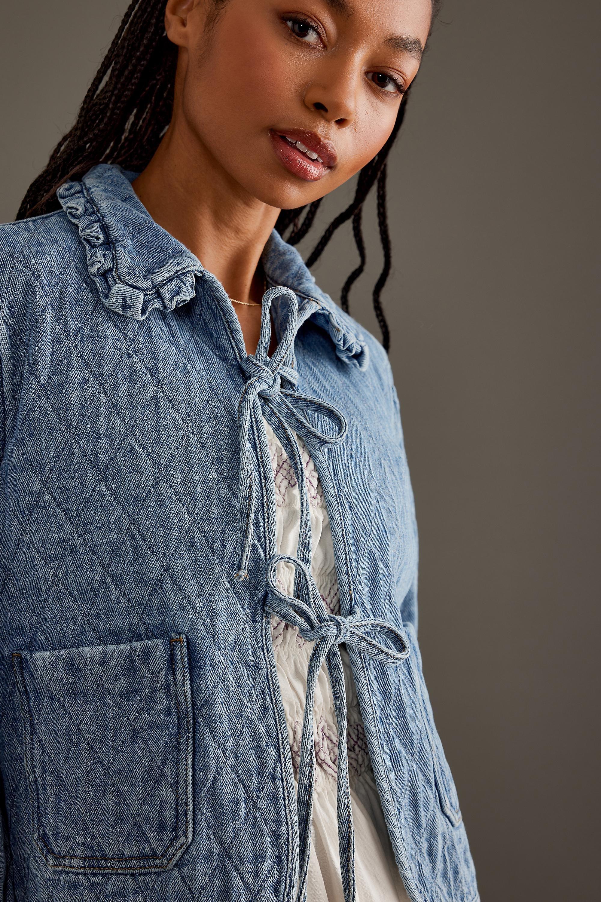 Anthropologie Textured Quilted Jacket, Blue, , large image number 5