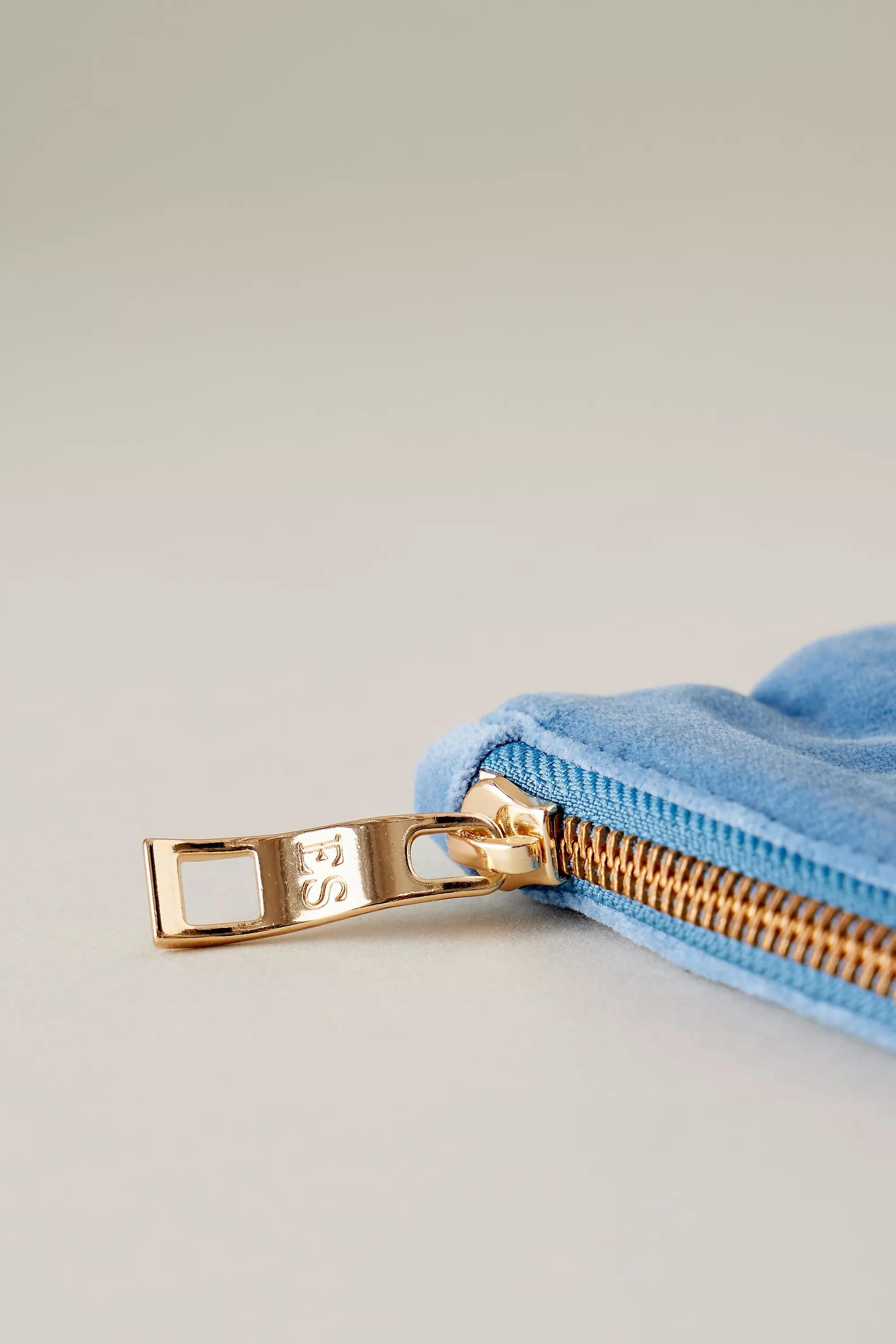 Elizabeth Scarlett Embroidered Velvet Pouch, Blue, A501_0040, large image number 2