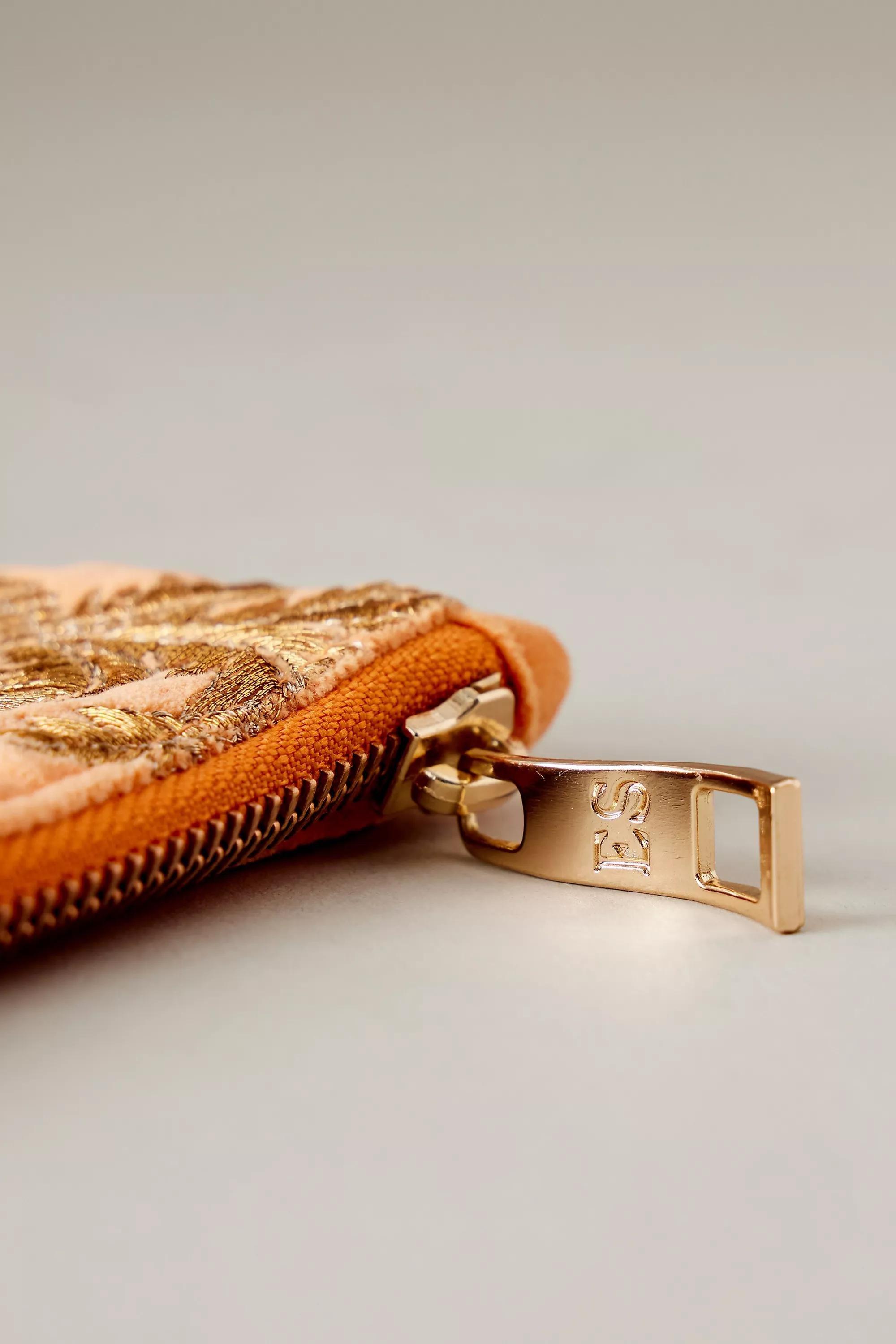 Elizabeth Scarlett Embroidered Makeup Bag, Orange, A501_0080, large image number 1