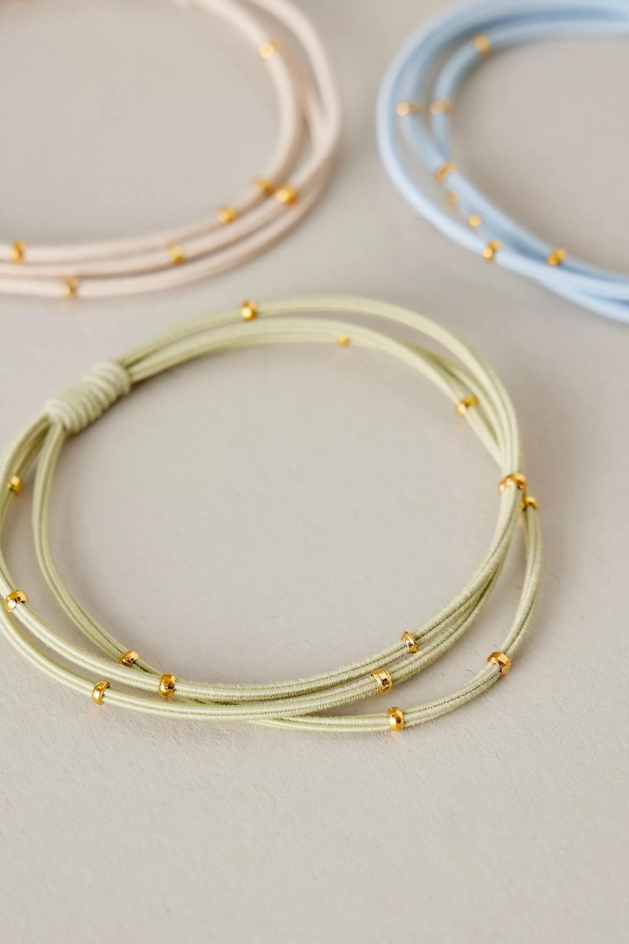 Blue Multi-Band Beaded Hair Bobbles, Set Of 12, A501_0040, large image number 1