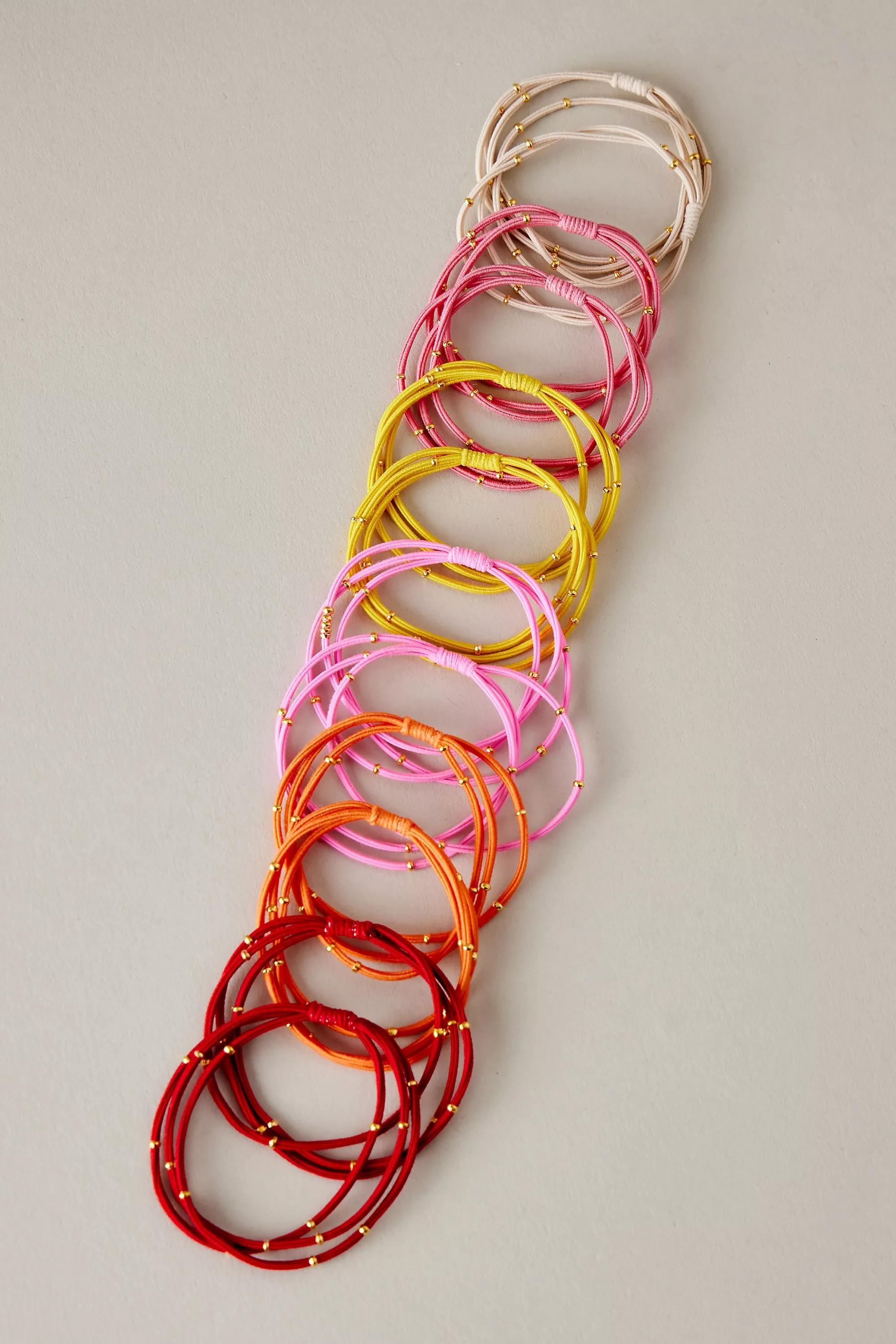 Red Multi-Band Beaded Hair Bobbles, Set Of 12, A501_0060, large image number 0