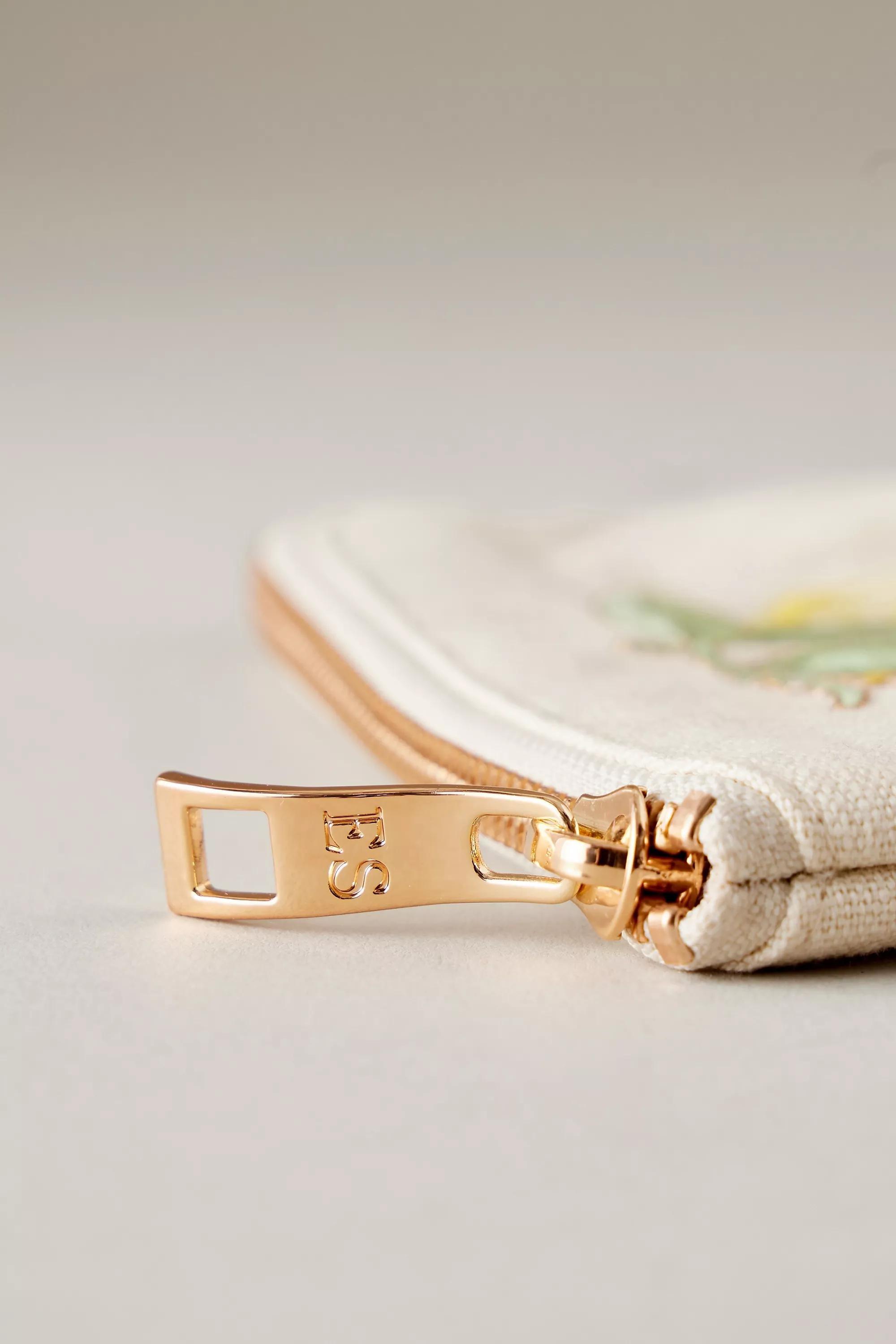 Elizabeth Scarlett Embroidered Coin Purse, Beige, A501_0271, large image number 1