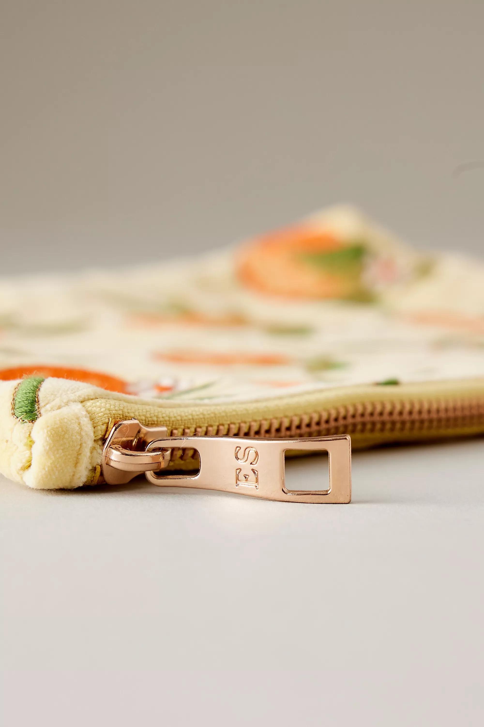 Anthropologie Embroidered Makeup Bag, Orange, A501_0080, large image number 1