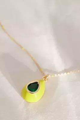 Gold-Plated Colourful Crystal Teardrop Pendant Necklace, Green, A501_0391, large image number 3