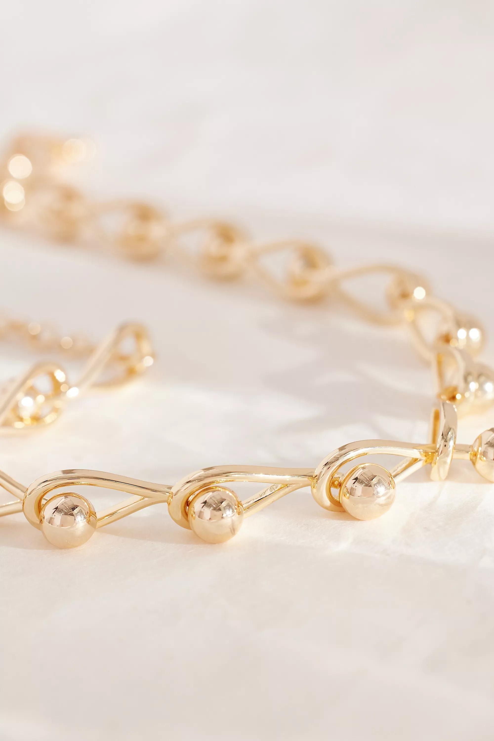 Gold-Plated Chunky Ball Chain Necklace, Gold, A501_0070, large image number 1