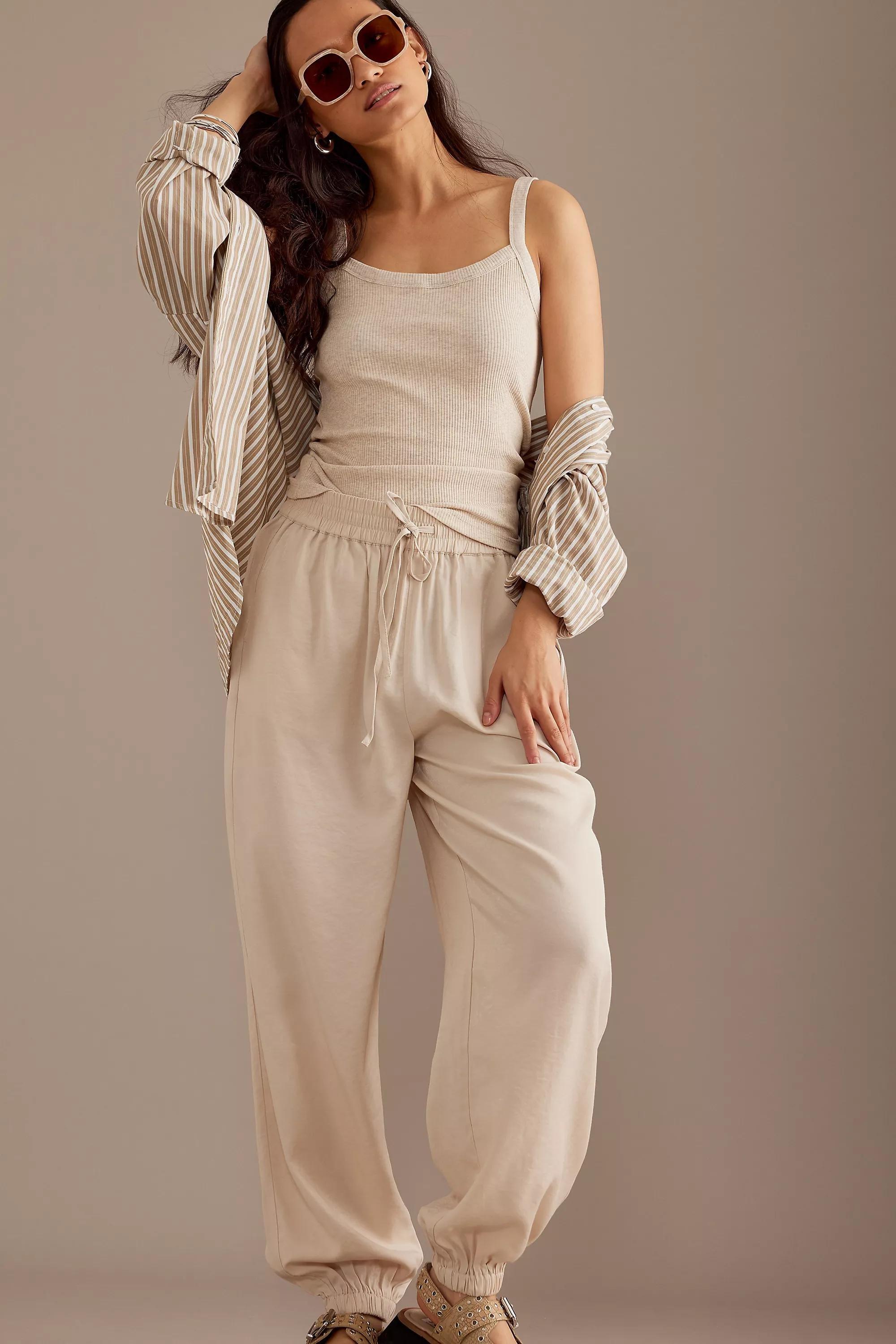 Selected Femme High-Waisted String Tie Joggers, Cream, , large image number 3