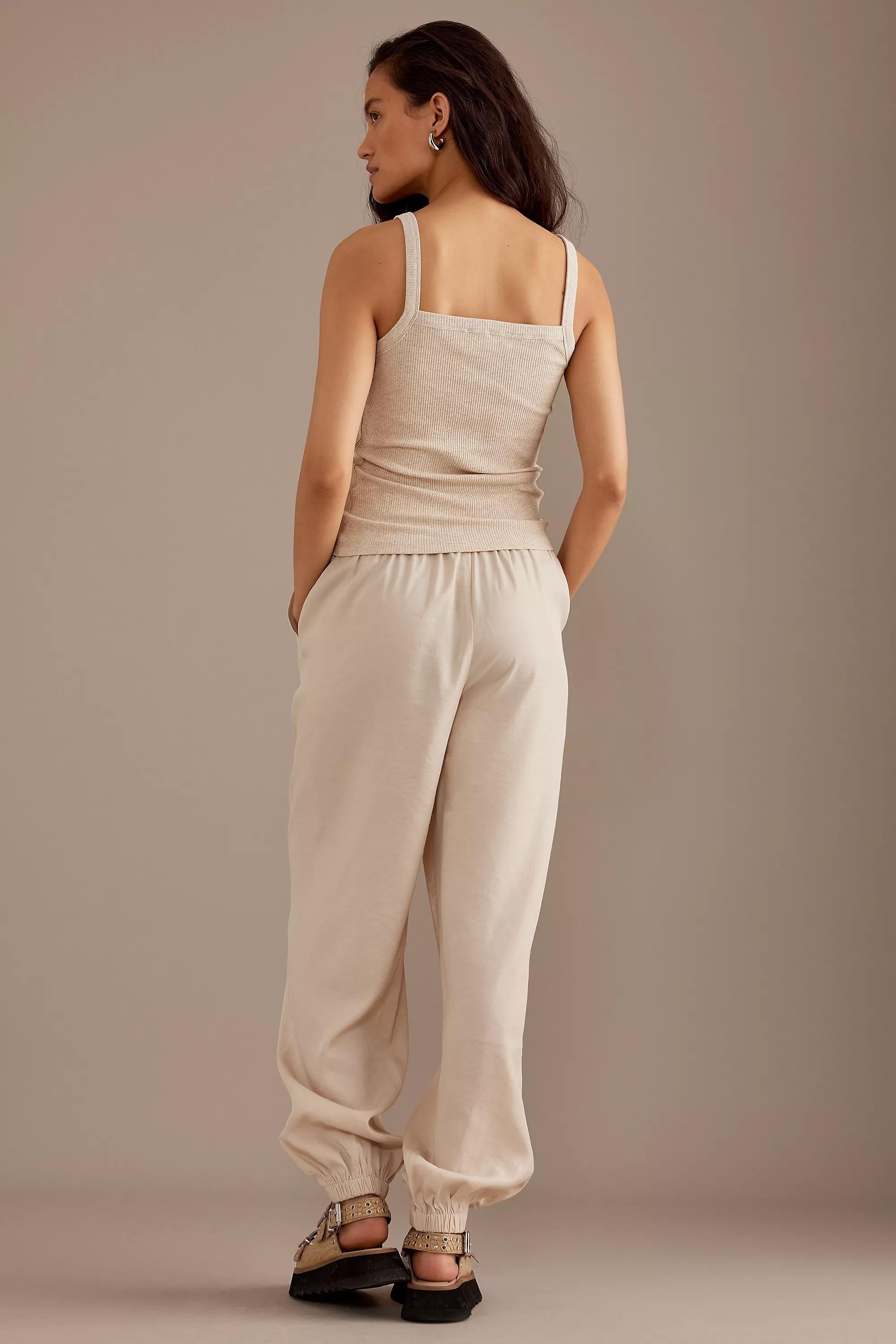 Selected Femme High-Waisted String Tie Joggers, Cream, , large image number 4