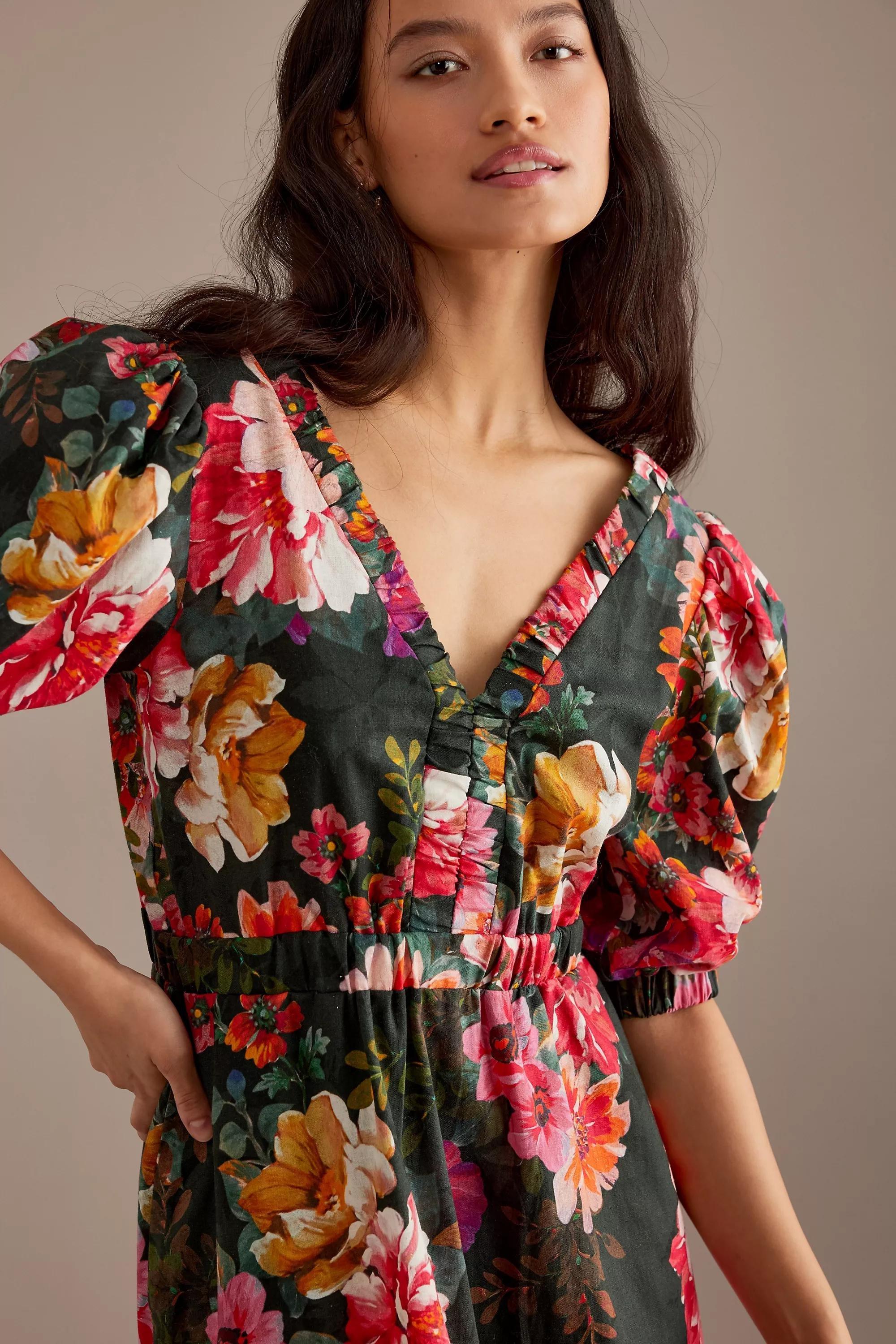 Kachel X Anthropologie Juniper Puff Sleeve Tiered Maxi Dress Multicolour Anthropologie
