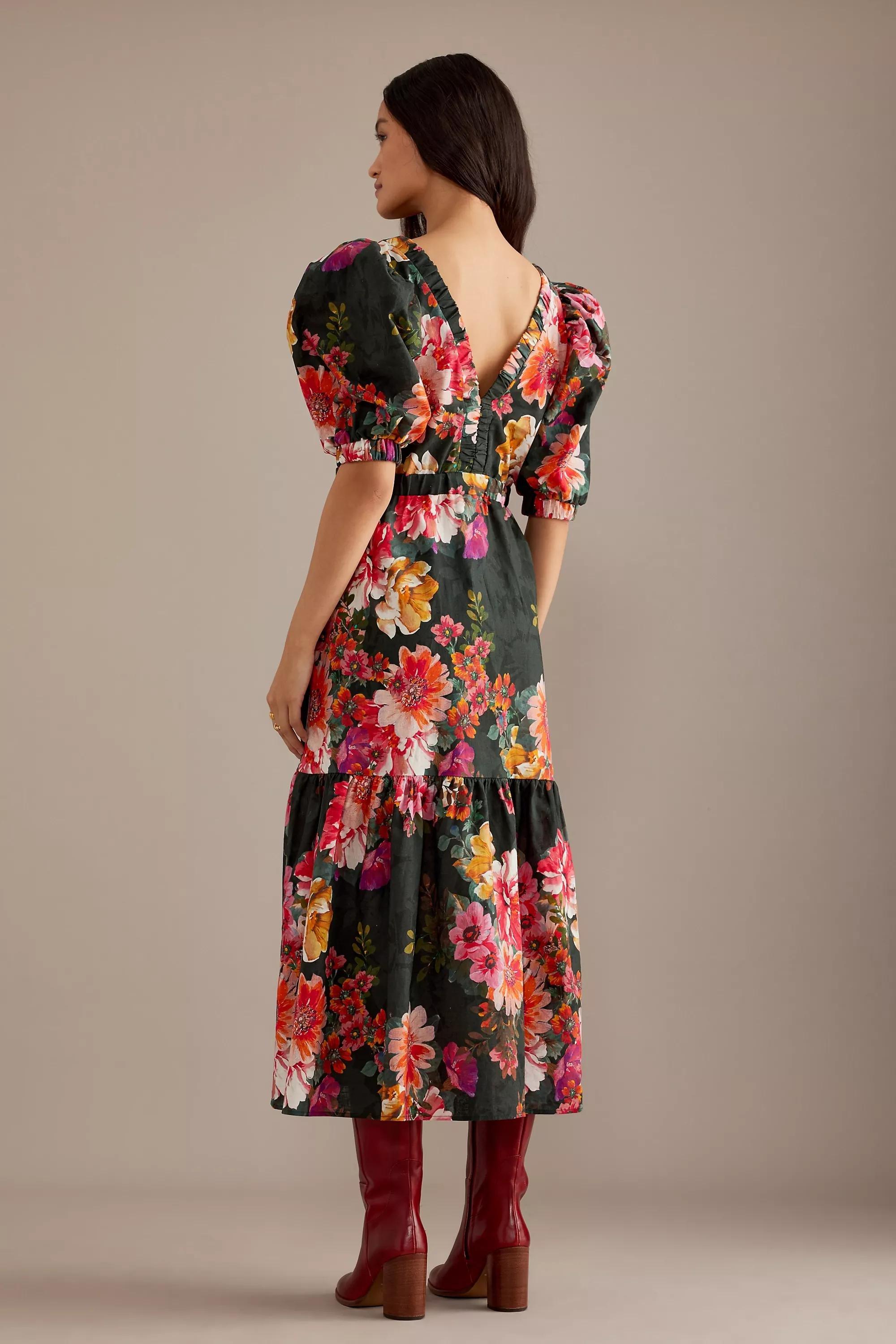 Anthropologie - Kachel X Anthropologie Juniper Puff-Sleeve Tiered Maxi Dress, Multicolour