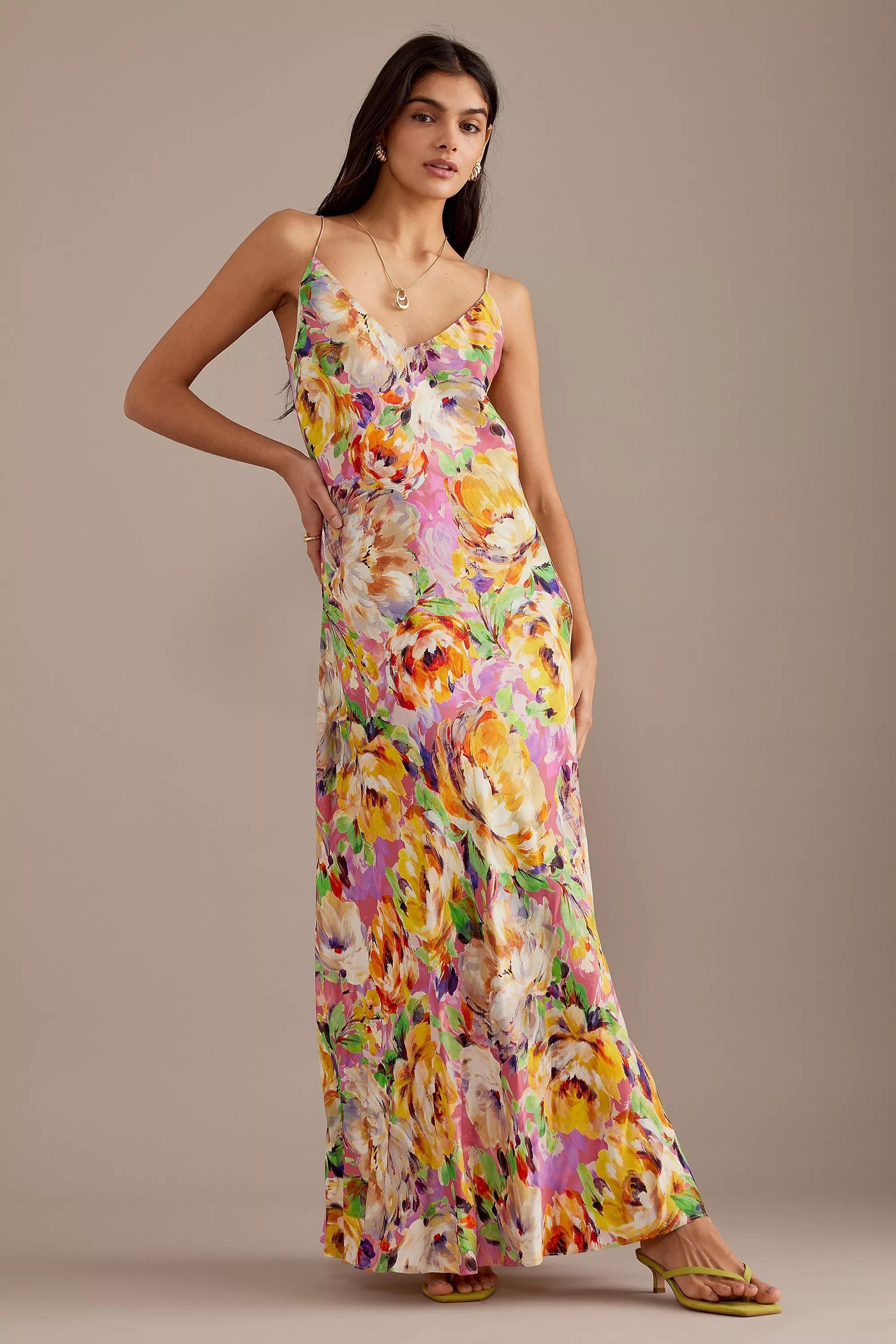 Anthropologie Floral Slip Maxi, Orange, , large image number 1