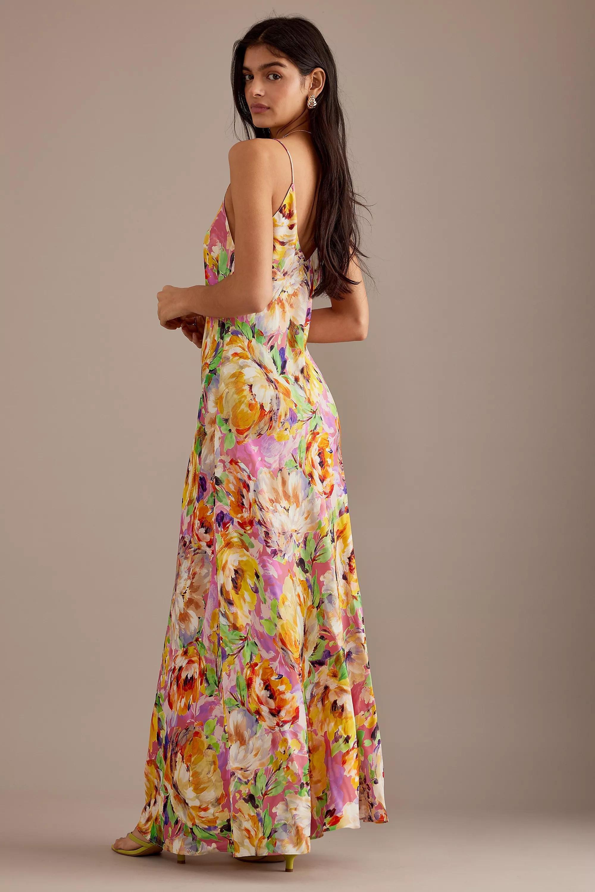 Anthropologie Floral Slip Maxi, Orange, , large image number 5