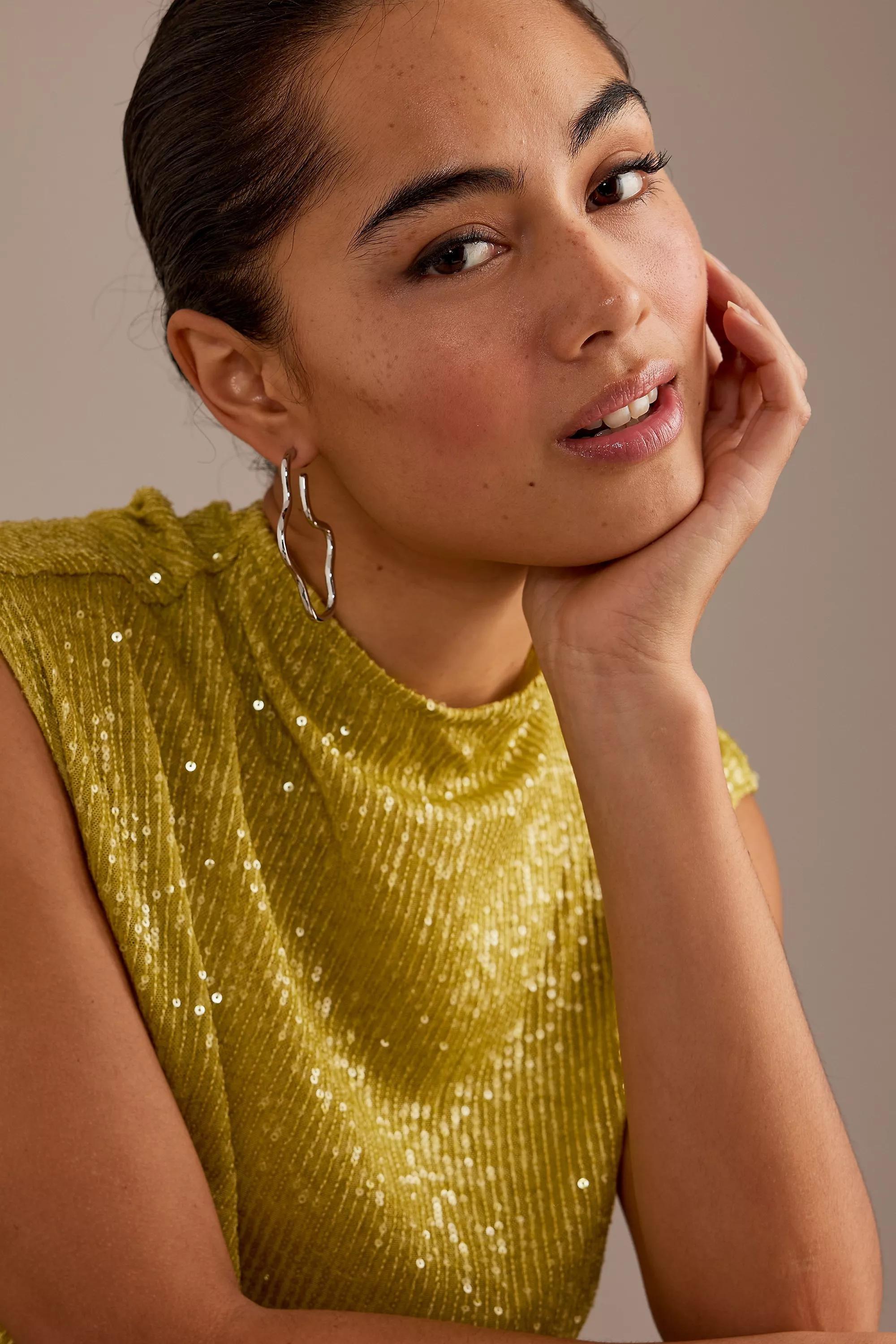 Oversized Squiggle Hoop Earrings, Silver, A501_0007, large image number 0