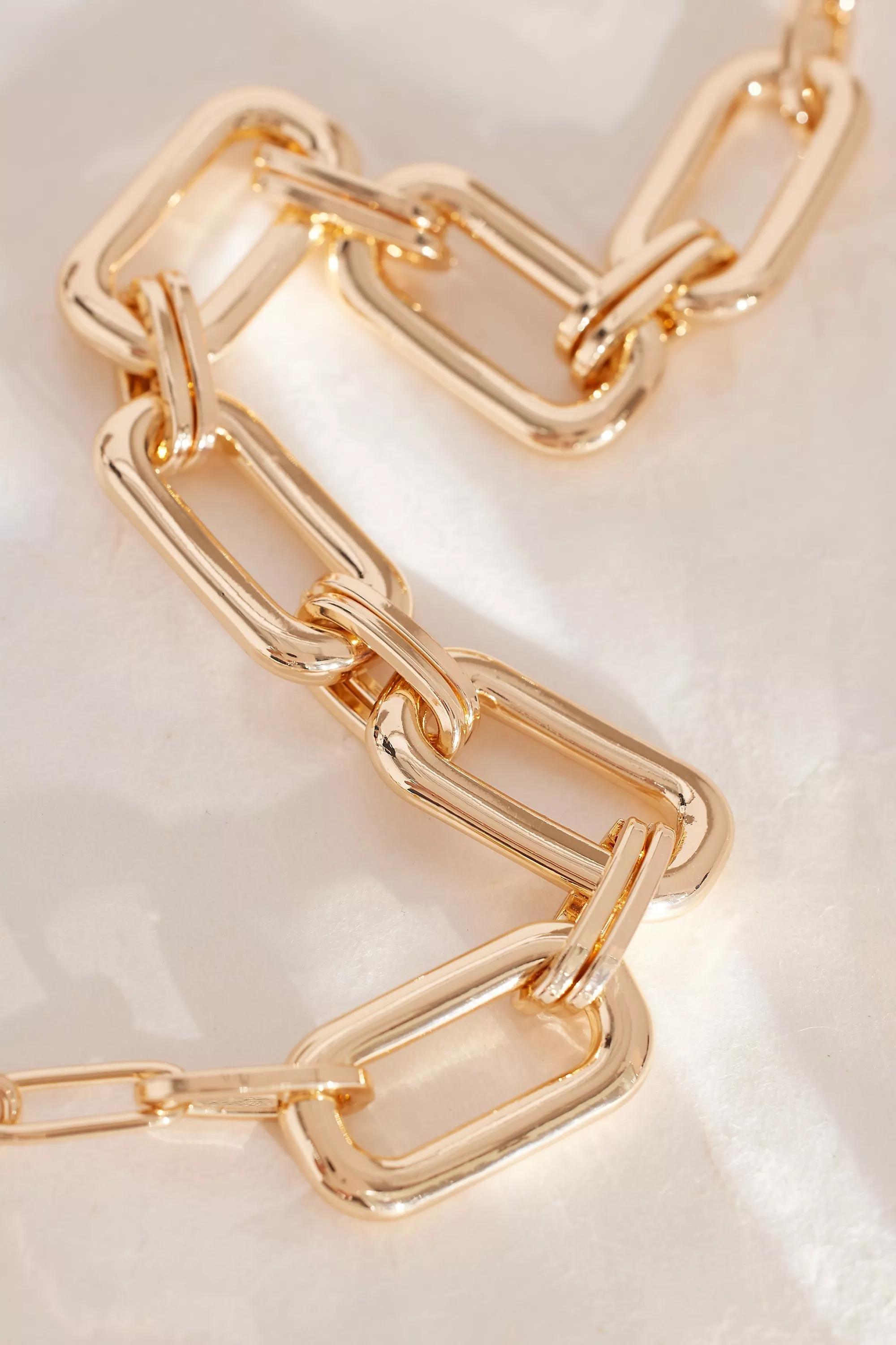 Oversized Chain Necklace, Gold, A501_0070, large image number 2