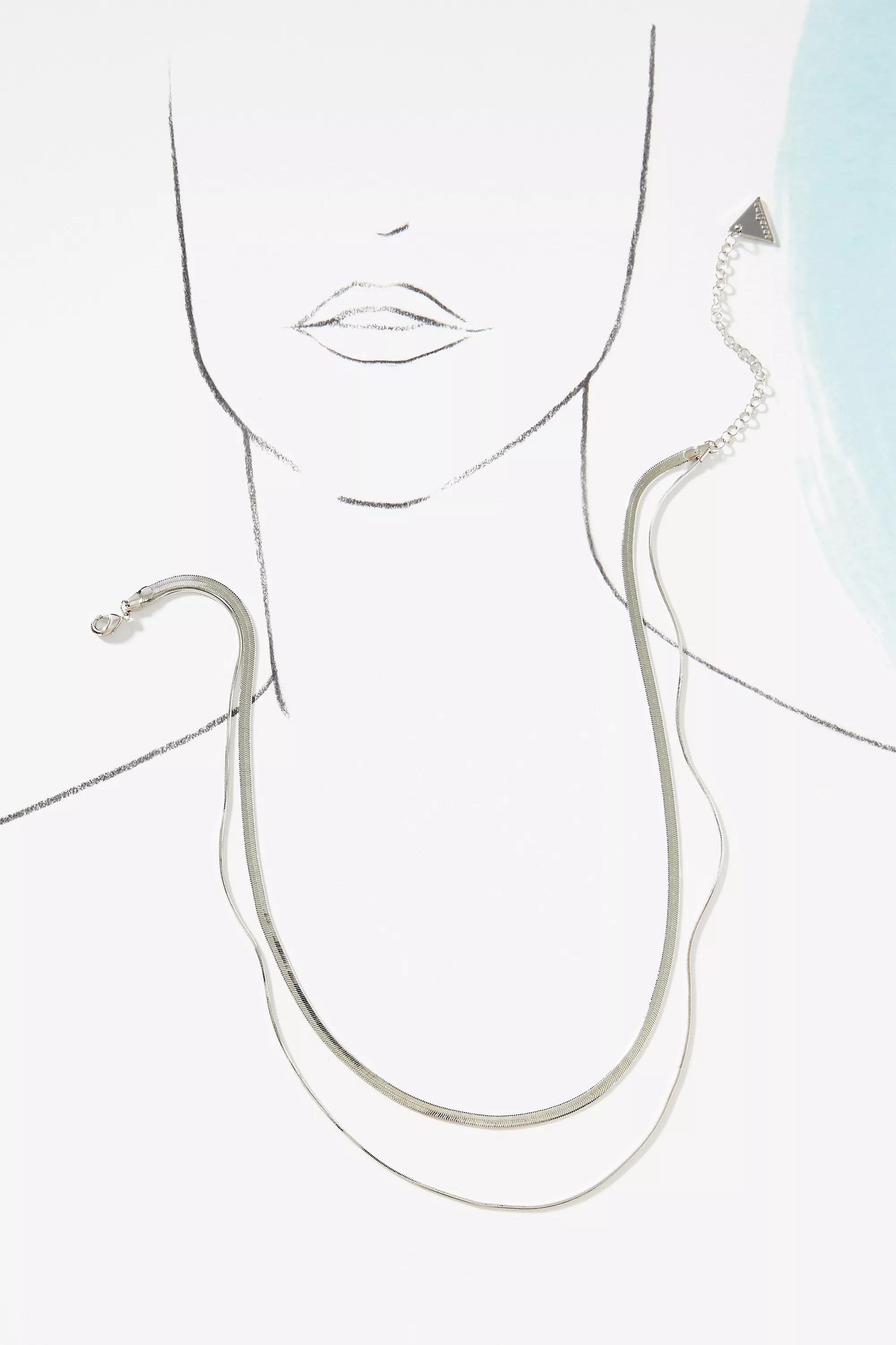 Double Layer Herringbone Necklace, A501_0007, large image number 2