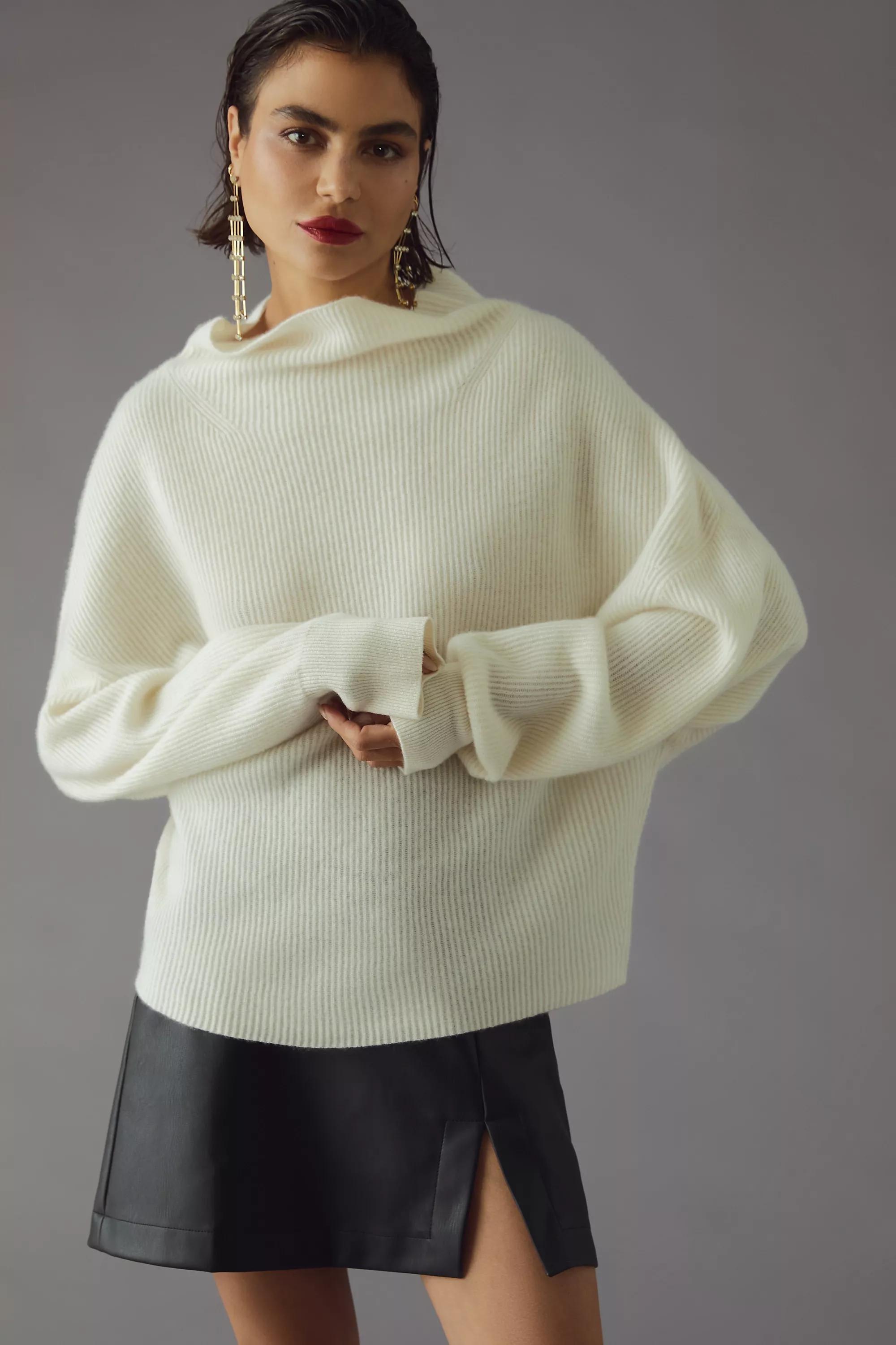 Pilcro Ribbed Cashmere Jumper, Cream, , large image number 0