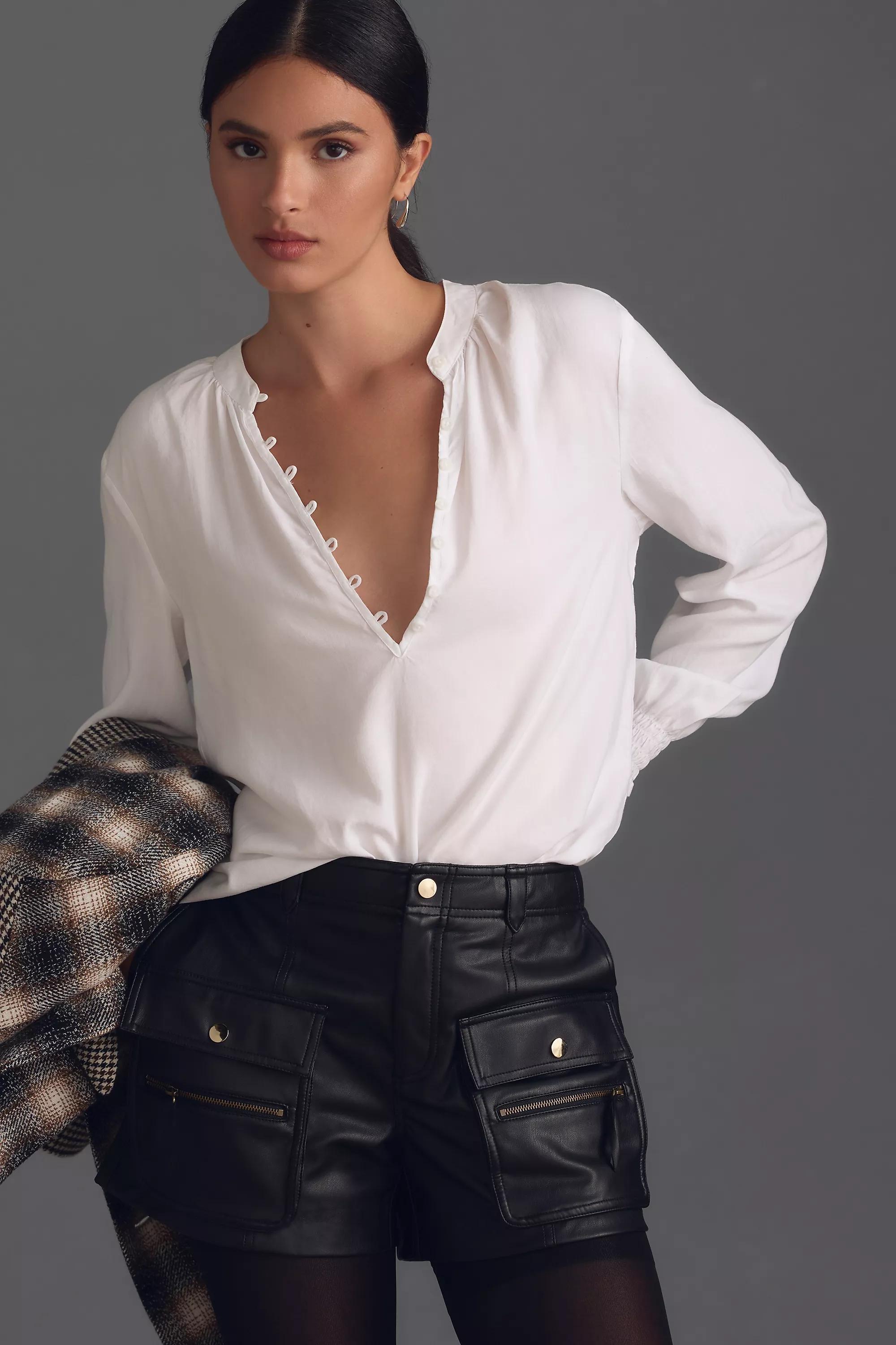 Cloth & Stone Henley Shirt, White, , medium