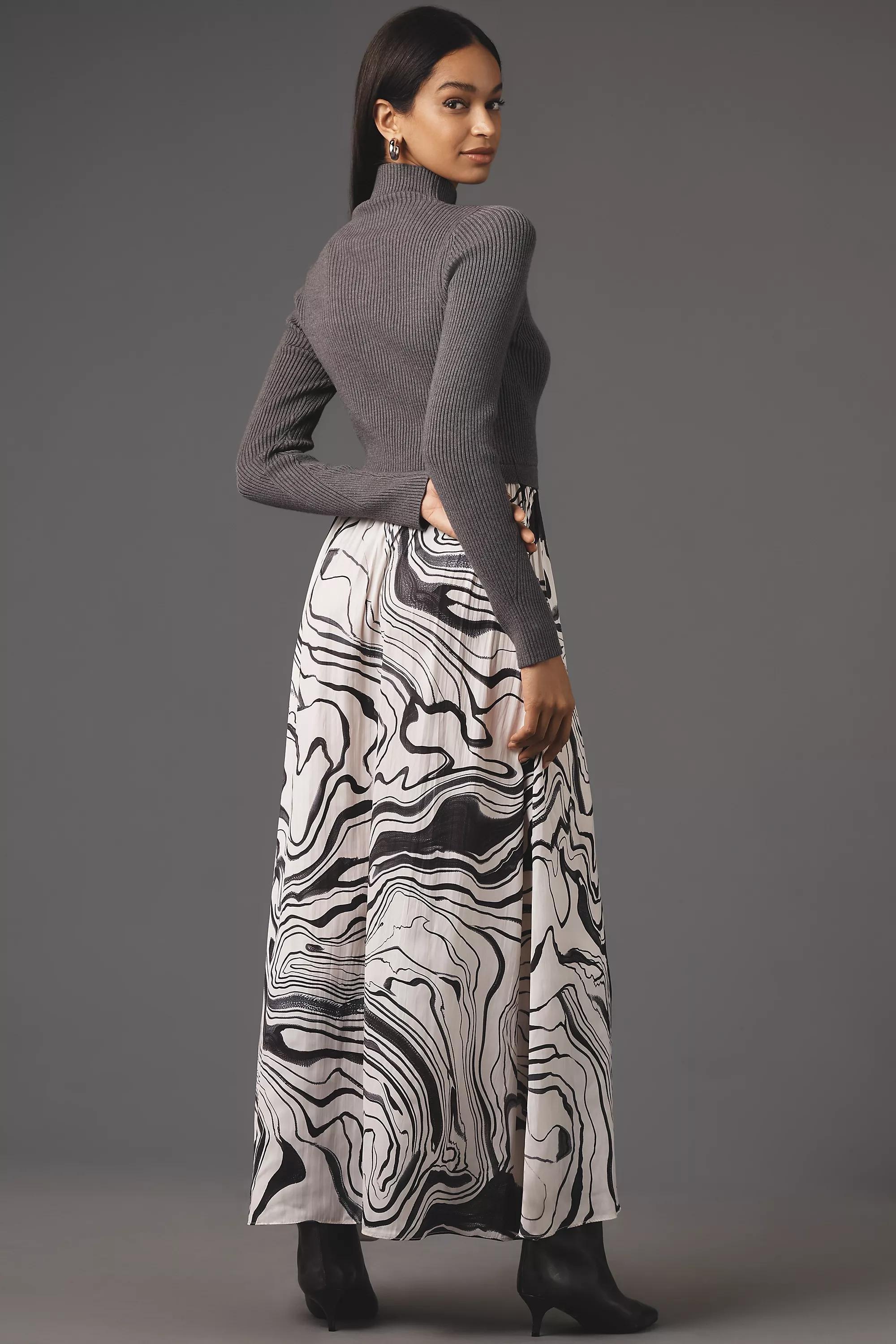 Anthropologie Abstract Sweater Maxi, Grey, , large image number 1