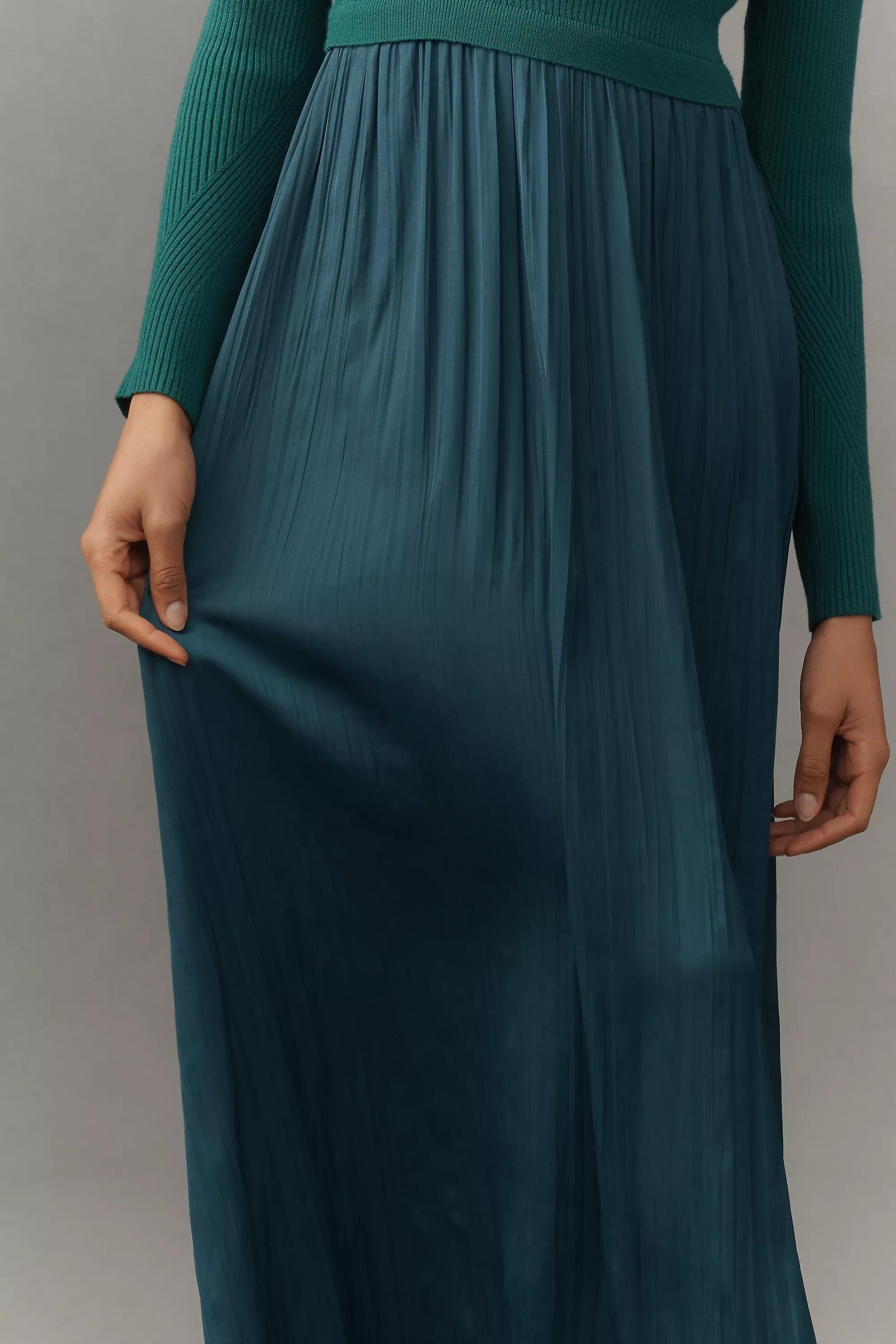 The Thea High-Neck Mockable Maxi Jumper Dress, Green, A501_0037, large image number 2