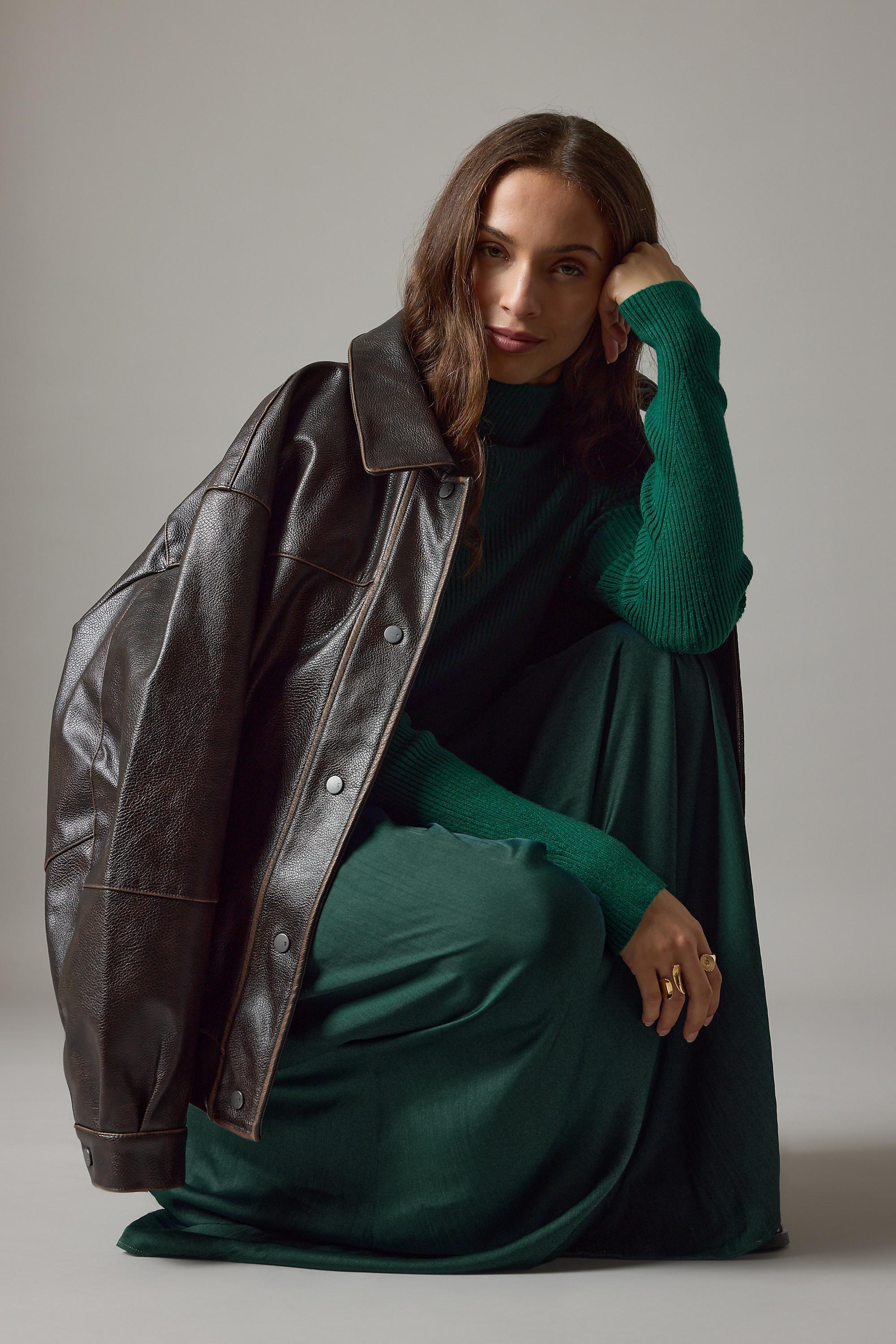 The Thea High-Neck Mockable Maxi Jumper Dress, Green, A501_0037, large image number 3