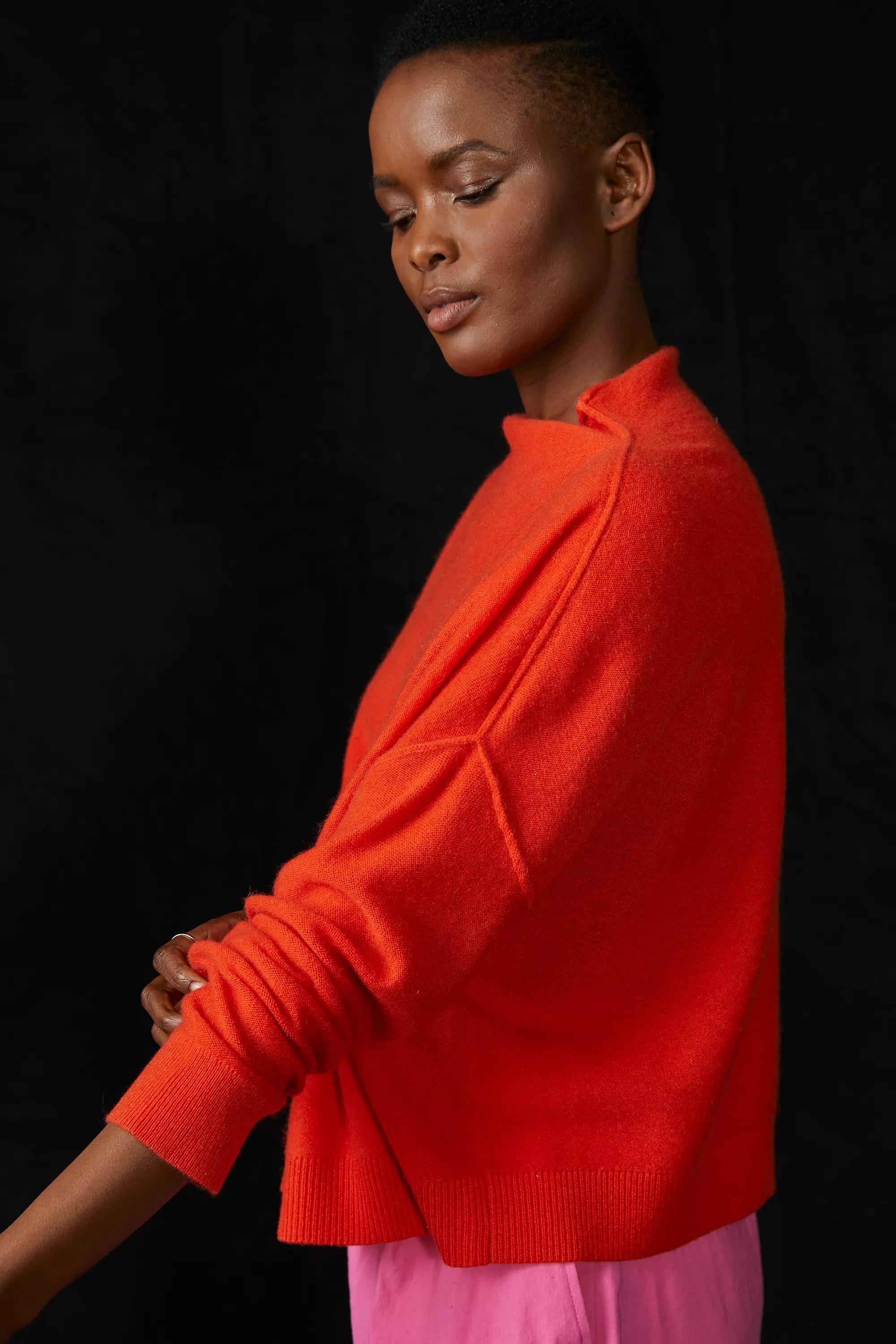 By Pilcro Cashmere Mock Neck Jumper, Red, A501_0069, medium