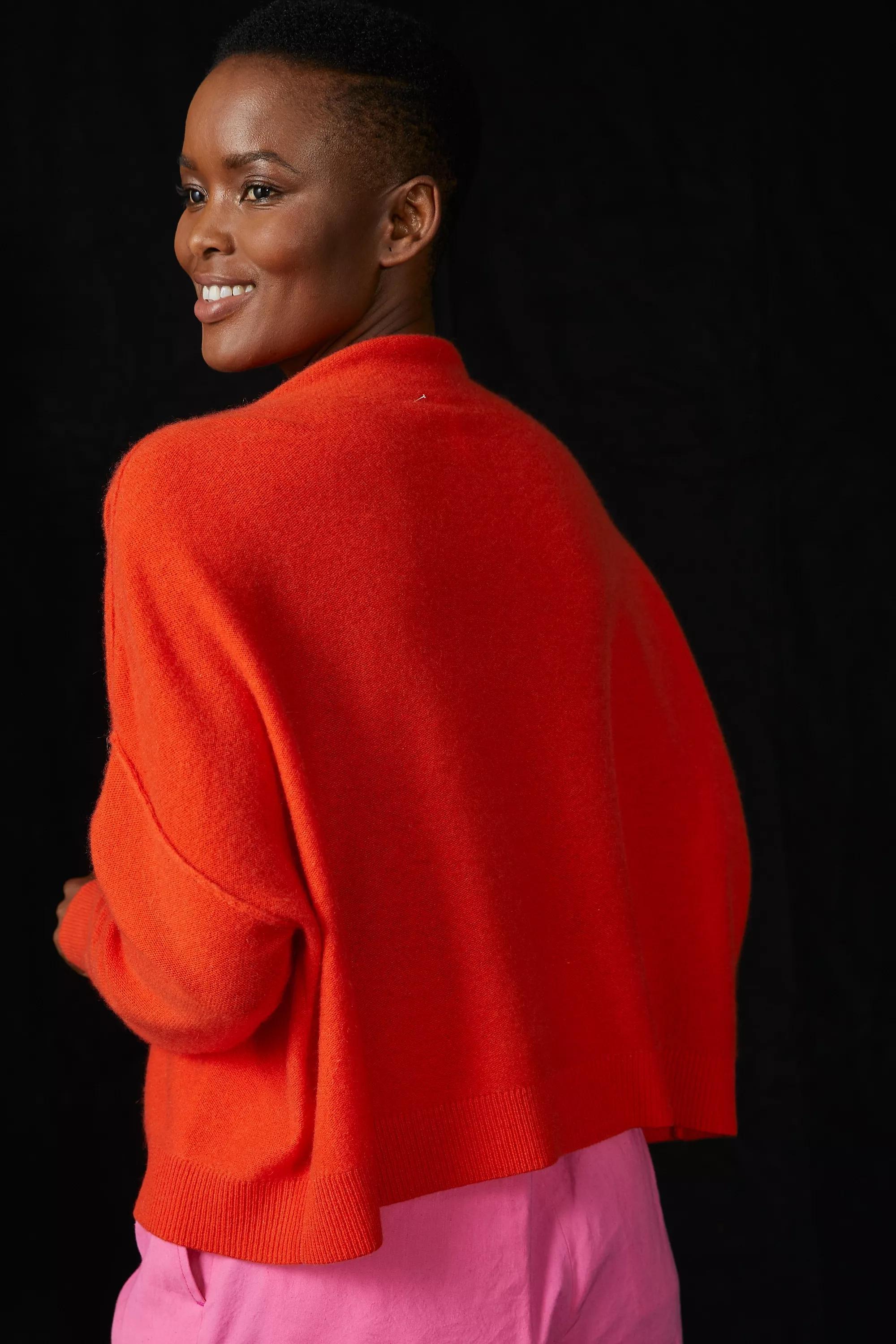 By Pilcro Cashmere Mock Neck Jumper, Red, A501_0069, medium