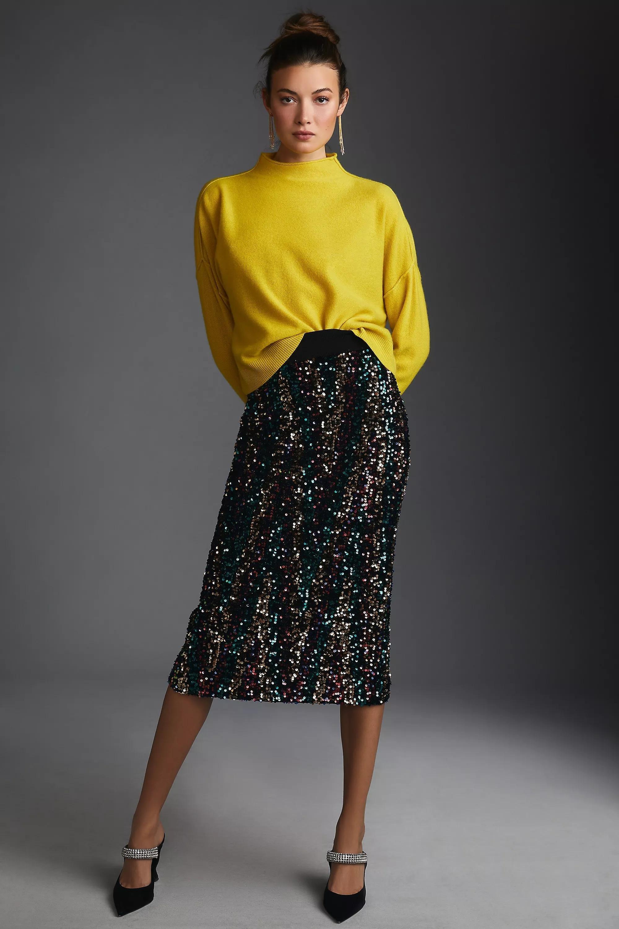 The Alani Cashmere Mock-Neck Sweater, Yellow, , large image number 3