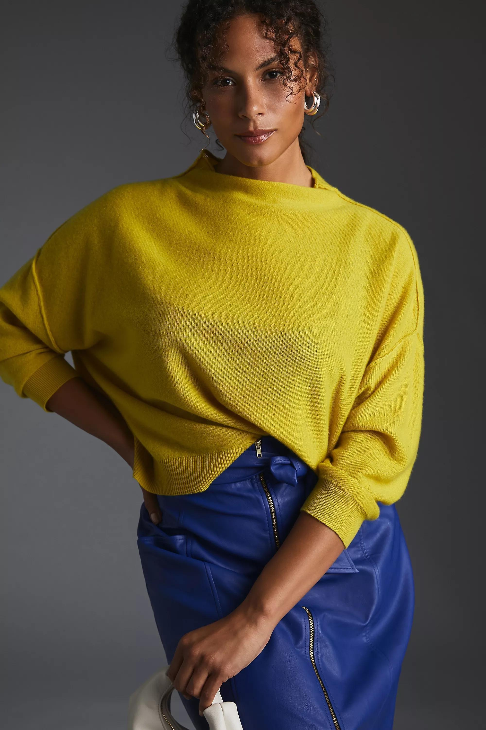 The Alani Cashmere Mock-Neck Sweater, Yellow, , large image number 4